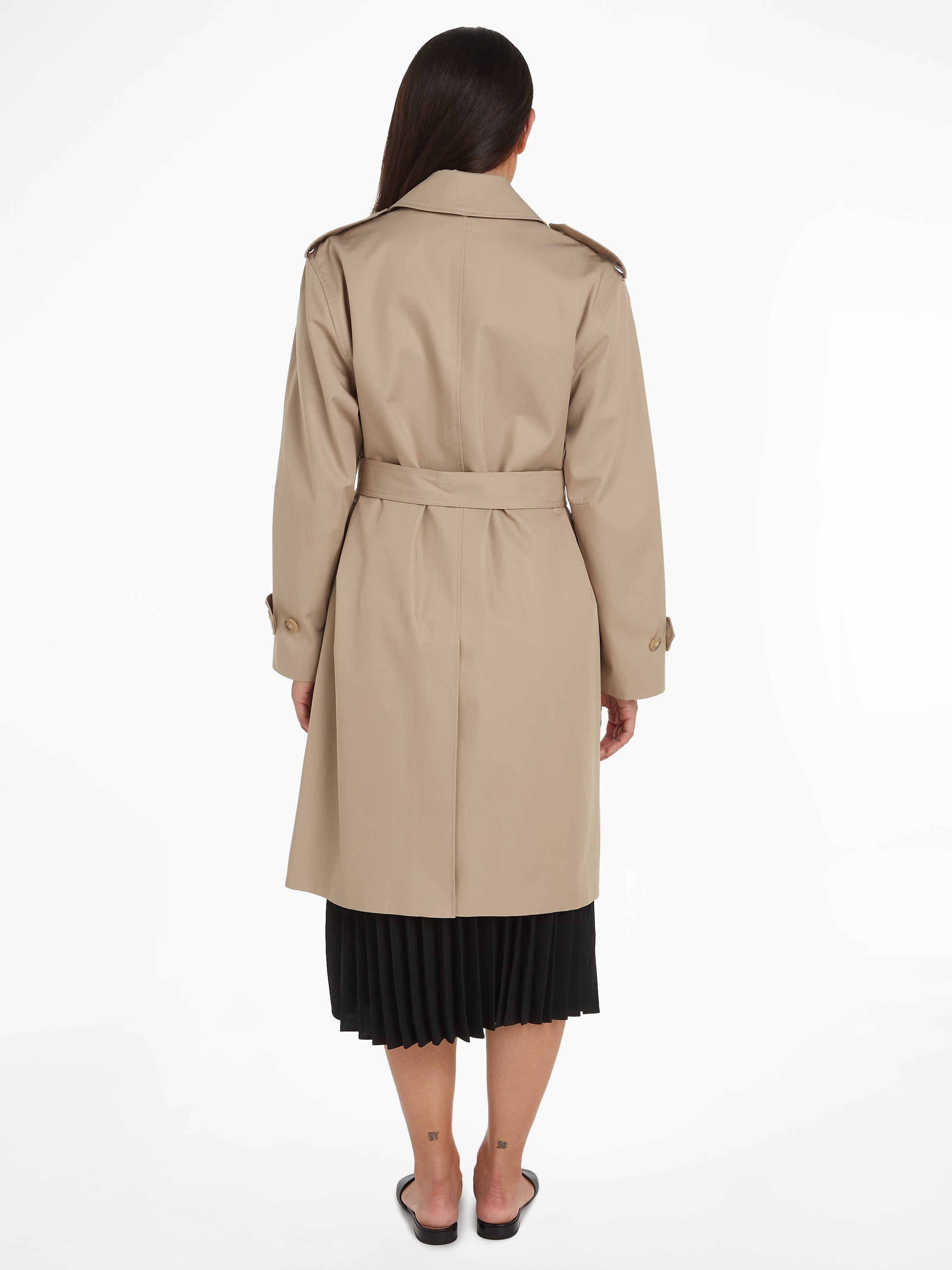 Tommy Hilfiger Trenchcoat »COTTON SB BELTED COAT«, mit geknöpften Schulterträgern