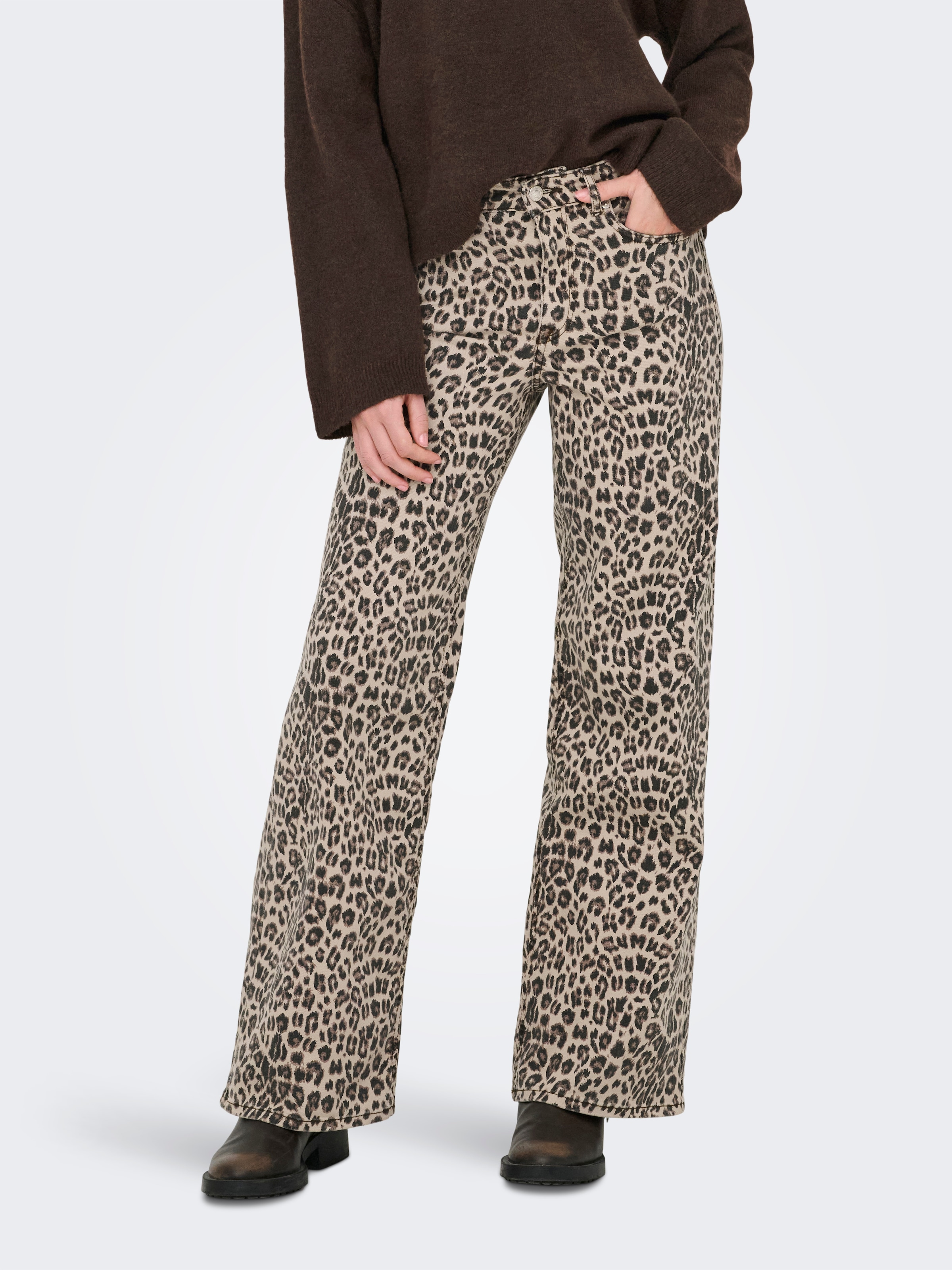 ONLY High-waist-Jeans "ONLMADISON BLUSH HW LEO WIDE DNM" günstig online kaufen