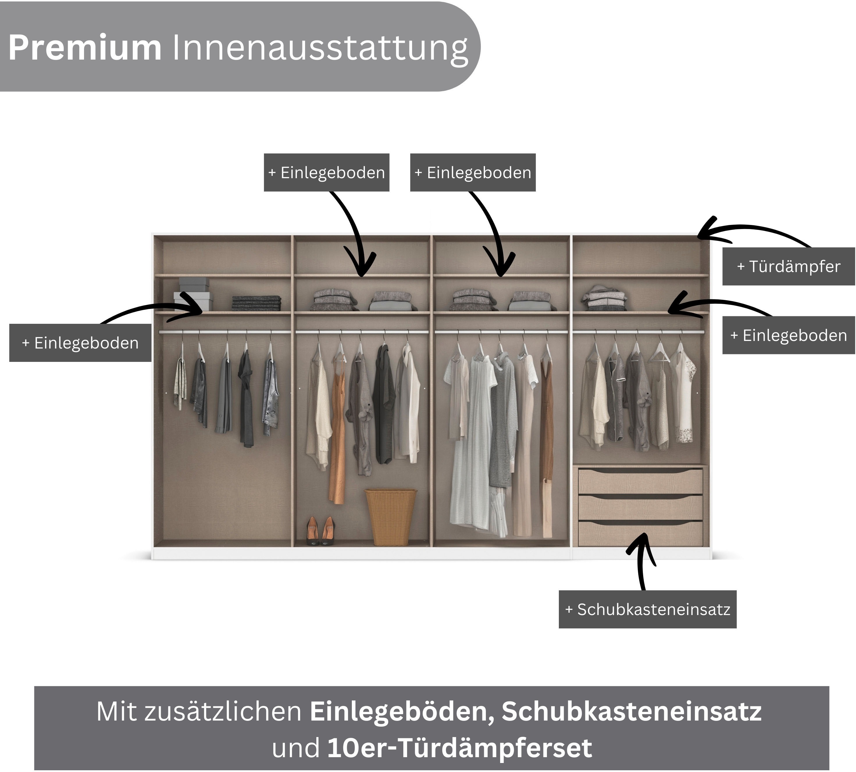 Thumbnail - rauch Kleiderschrank "Drehtürenschrank Schrank Garderobe Wäscheschrank Schlafzimmer AVOLA" in 3 verschiedenen Ausstattun...