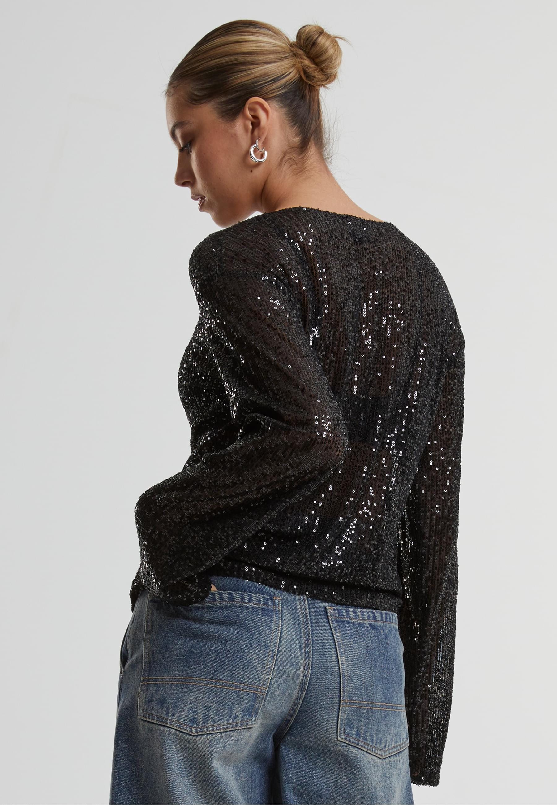 URBAN CLASSICS Longsleeve »Urban Classics Ladies Sequins Longsleeve«, (1 tlg.)