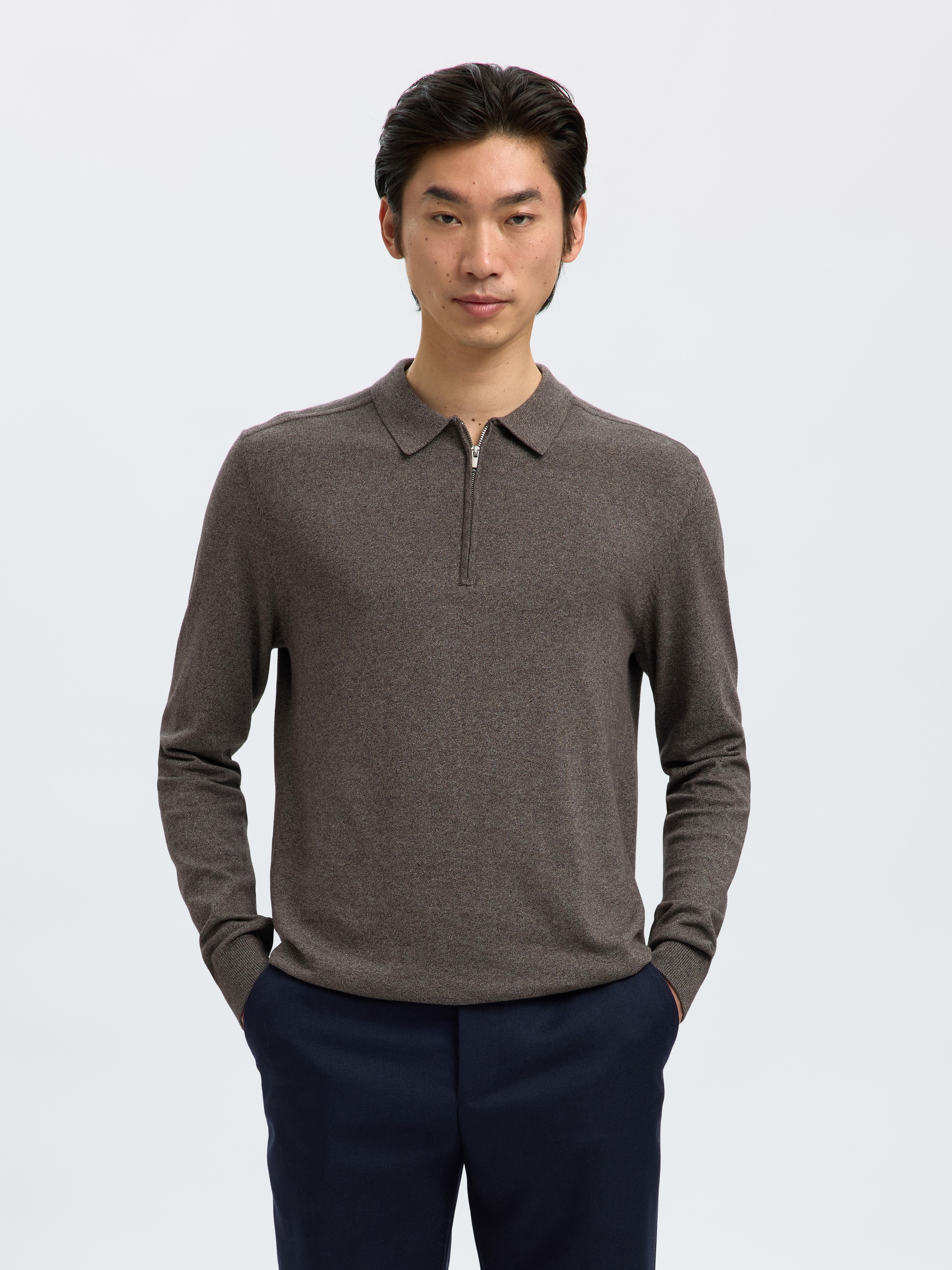 SELECTED HOMME Polokragenpullover "SLHBERG LS HALF ZIP POLO NOOS" günstig online kaufen