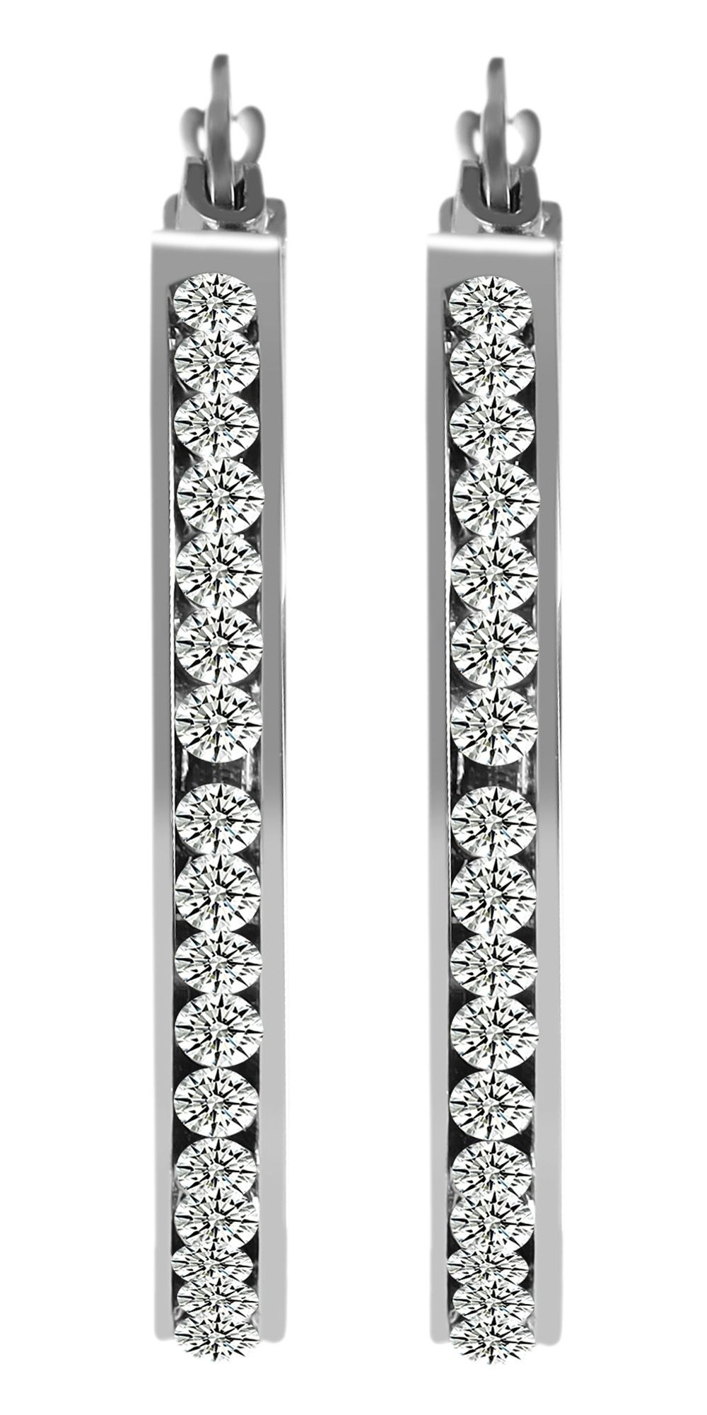 Adelia´s Paar Creolen »Damen Ohrringe – Creole aus Edelstahl mit Strass Steinchen« Ideal zum Verschenken – schlicht und stilvoll
