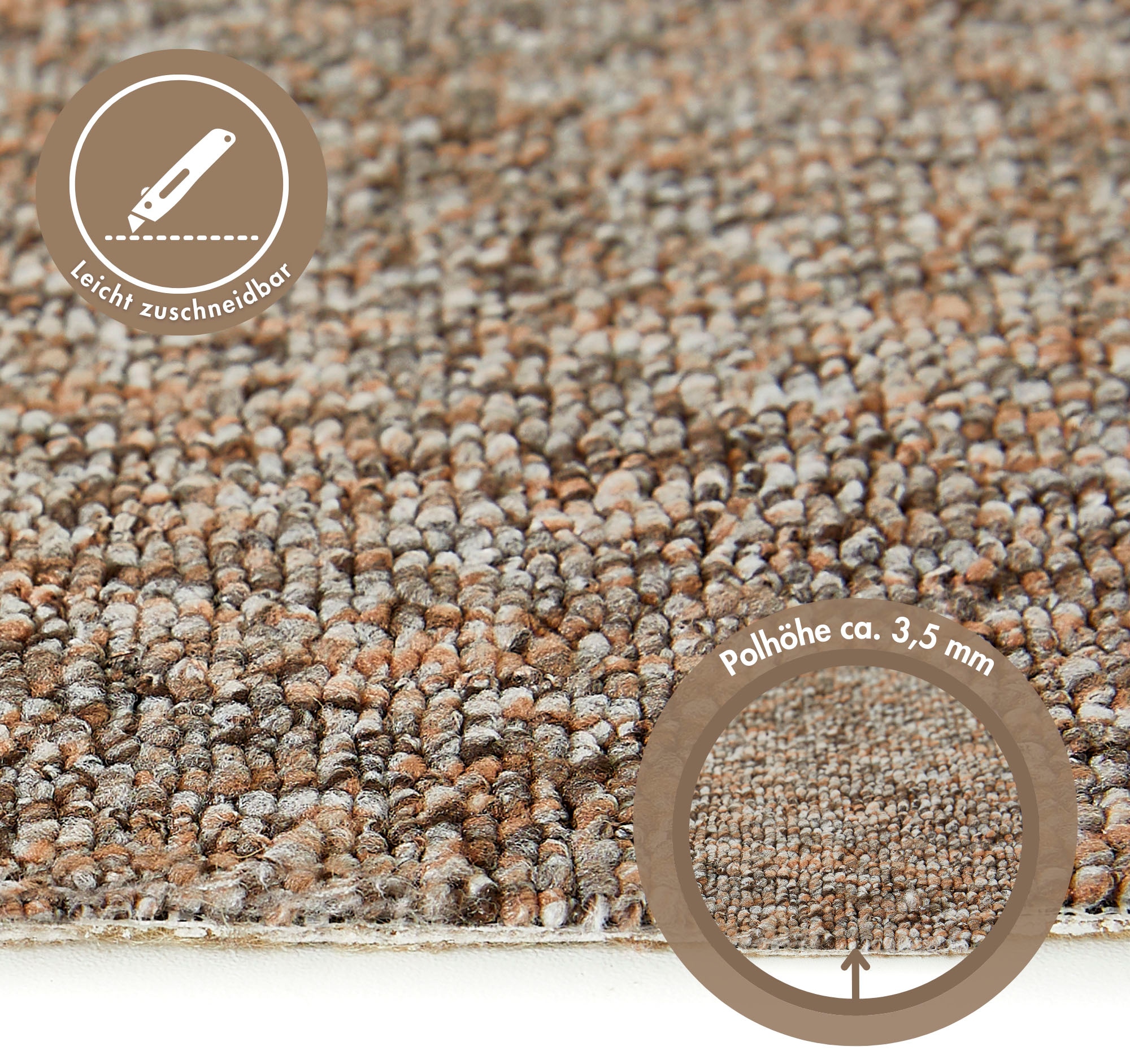 Andiamo Teppichboden »Bruce, Schlinge«, rechteckig, 4 mm Höhe, meliert. Breite 400 cm, Wohnzimmer, strapazierfähig & robust