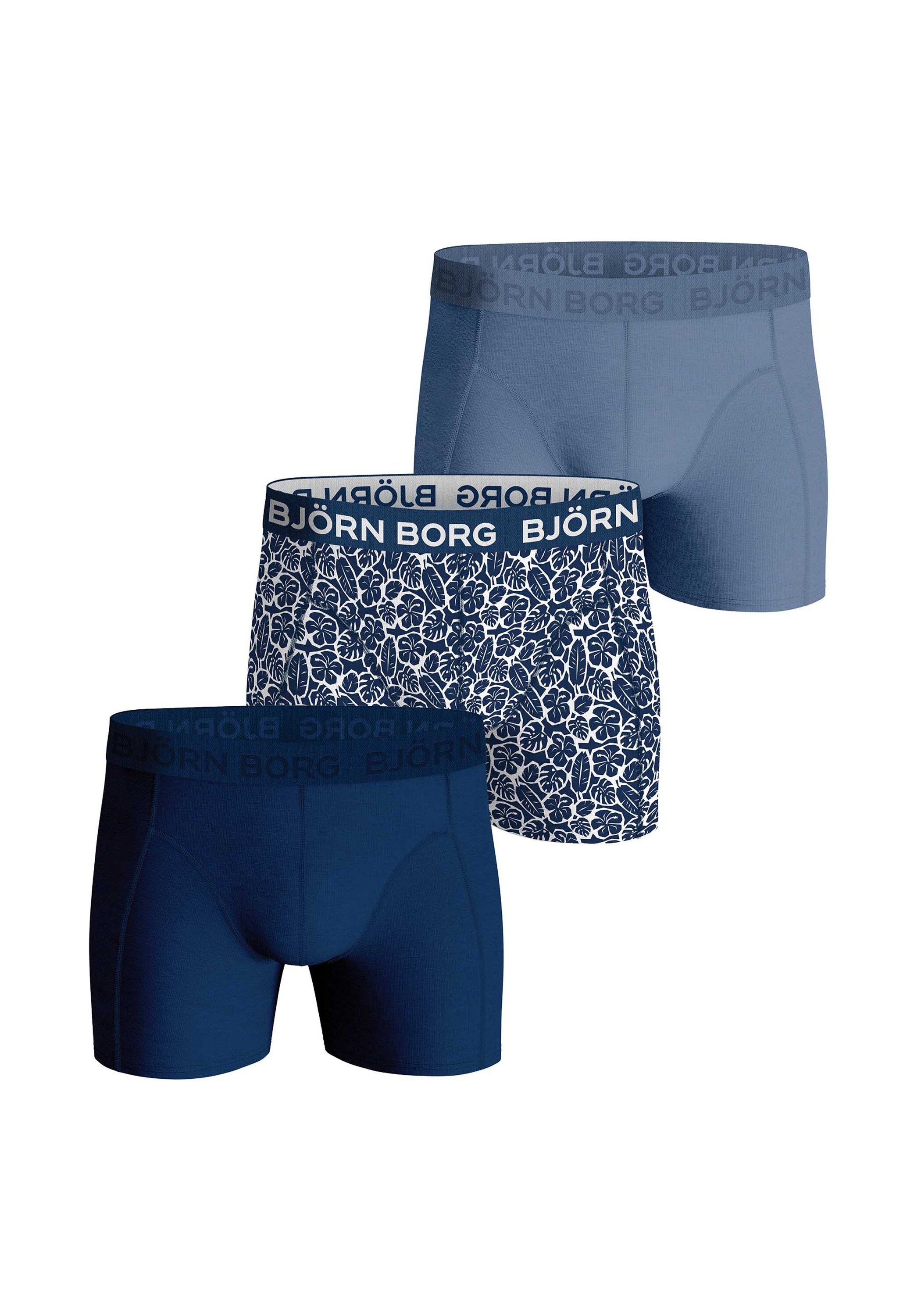 BJÖRN BORG Herren Boxershorts "Boxershort Cotton Stretch Boxer Trunks 3P 3er Pack", Gr. XXL, blau, Obermaterial: 95% Baumwolle CO. 5% Elasthan EL.,