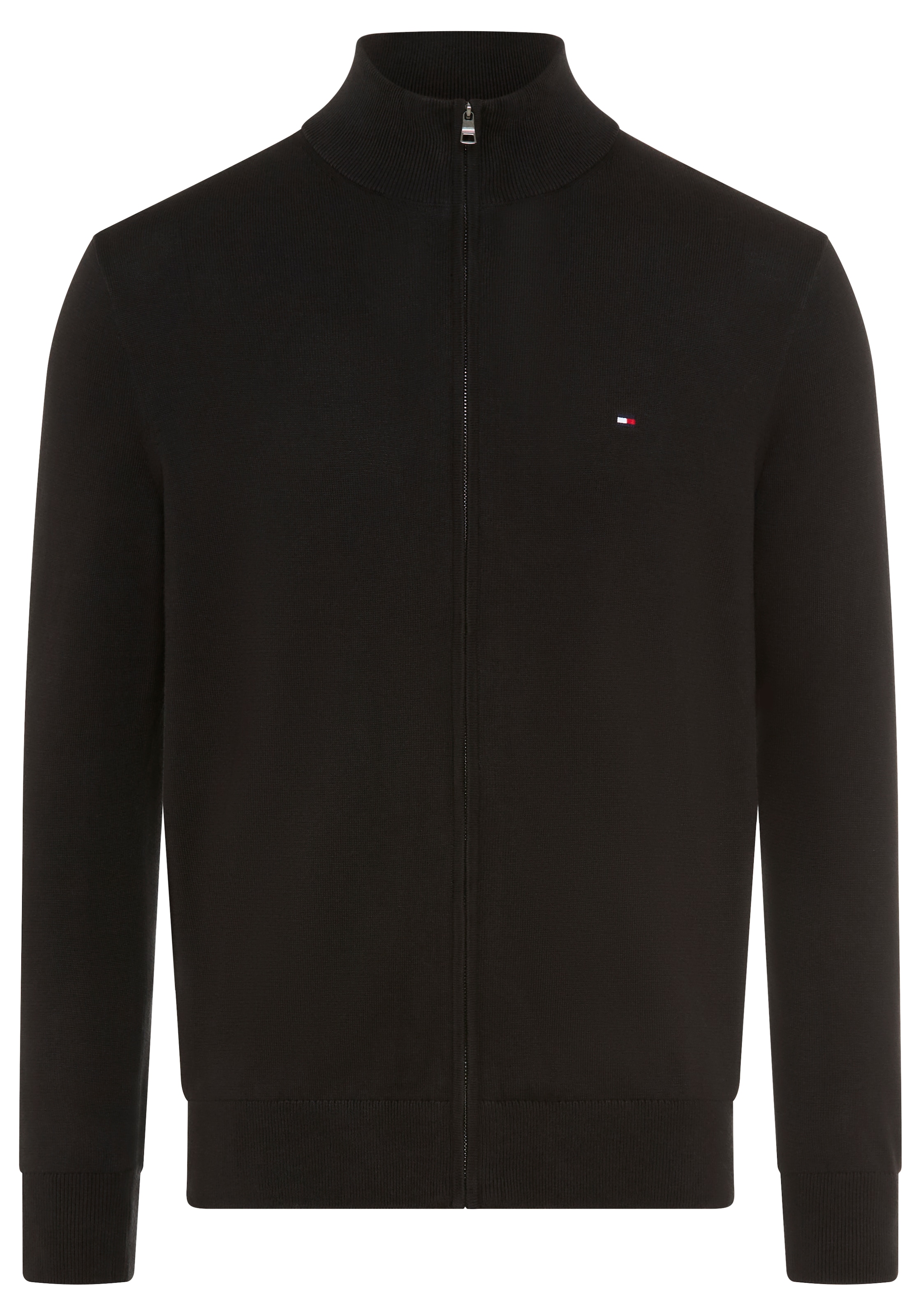 Tommy Hilfiger Strickjacke »ESSENTIAL COTTON ZIP THRU« mit Logostickerei