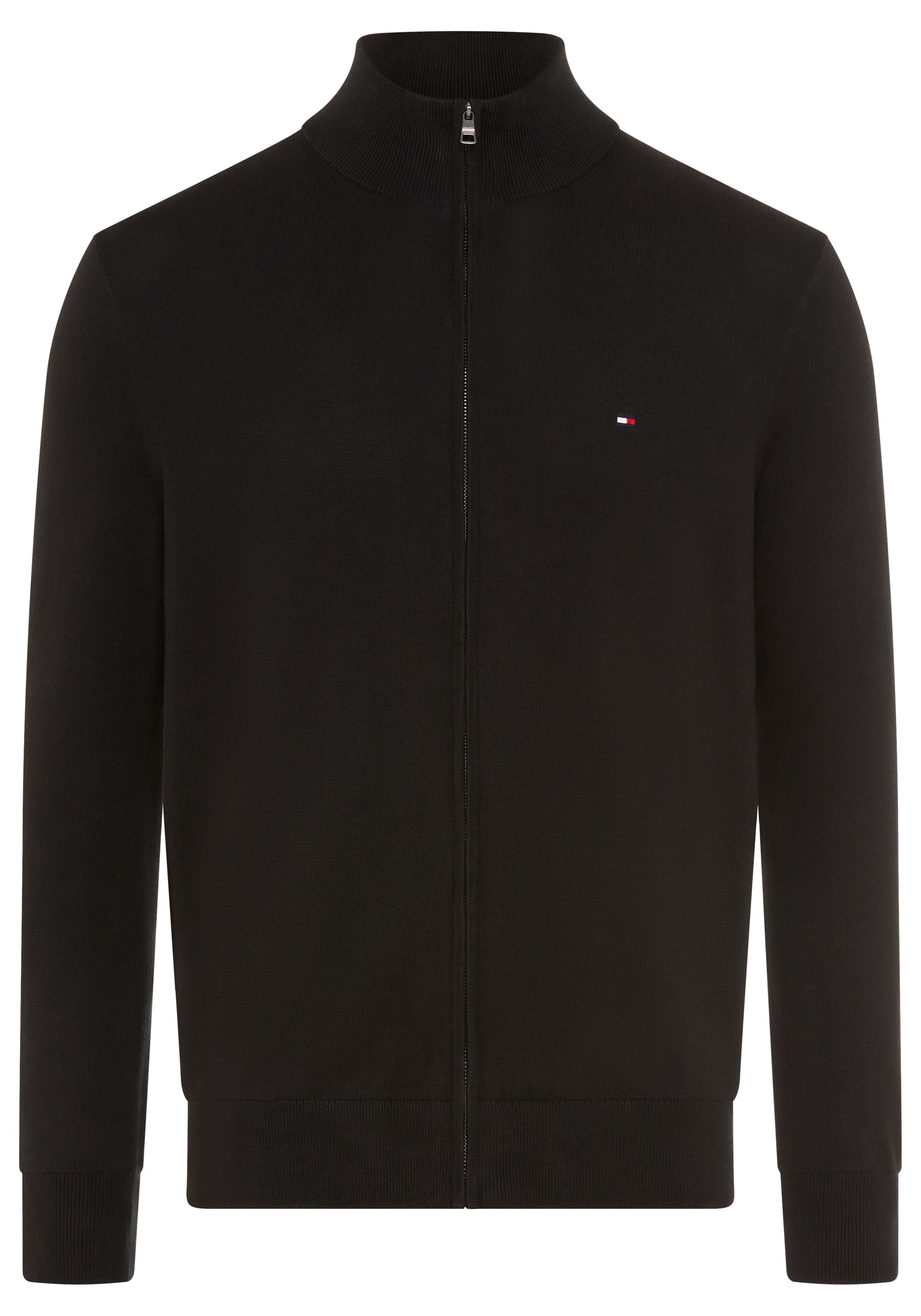 Tommy Hilfiger Strickjacke "ESSENTIAL COTTON ZIP THRU" mit Logostickerei günstig online kaufen