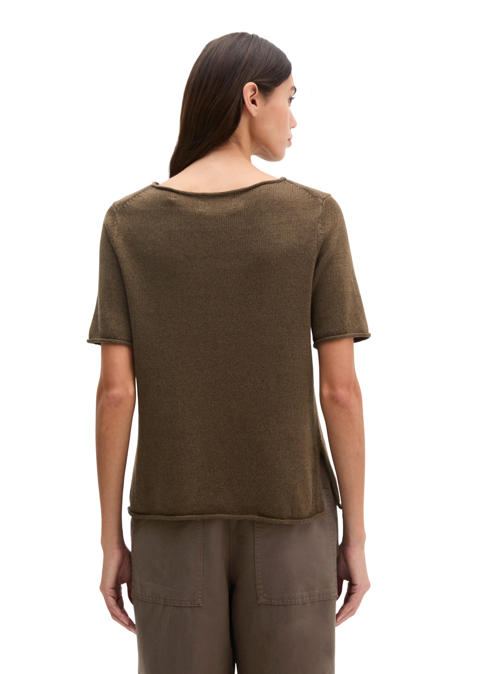 Marc O'Polo Kurzarmpullover »aus Organic Cotton-Leinen-Mix«