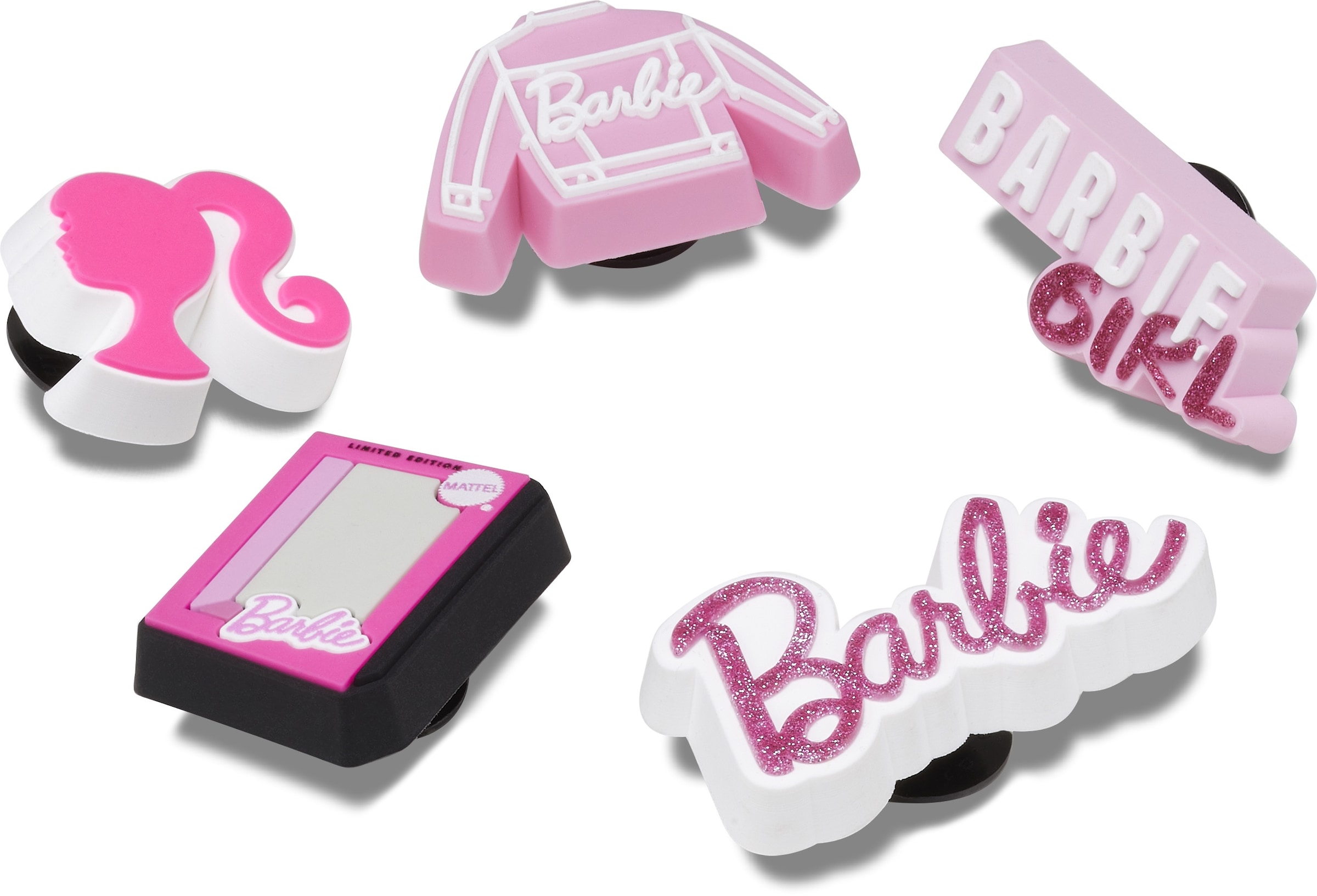 Crocs Schuhanstecker »Jibbitz™ Barbie«, (Set, 5 tlg., Kein Spielzeug. Nicht für Kinder unter 3 Jahren geeignet), Charm, Anstecker für Crocs Schuhe