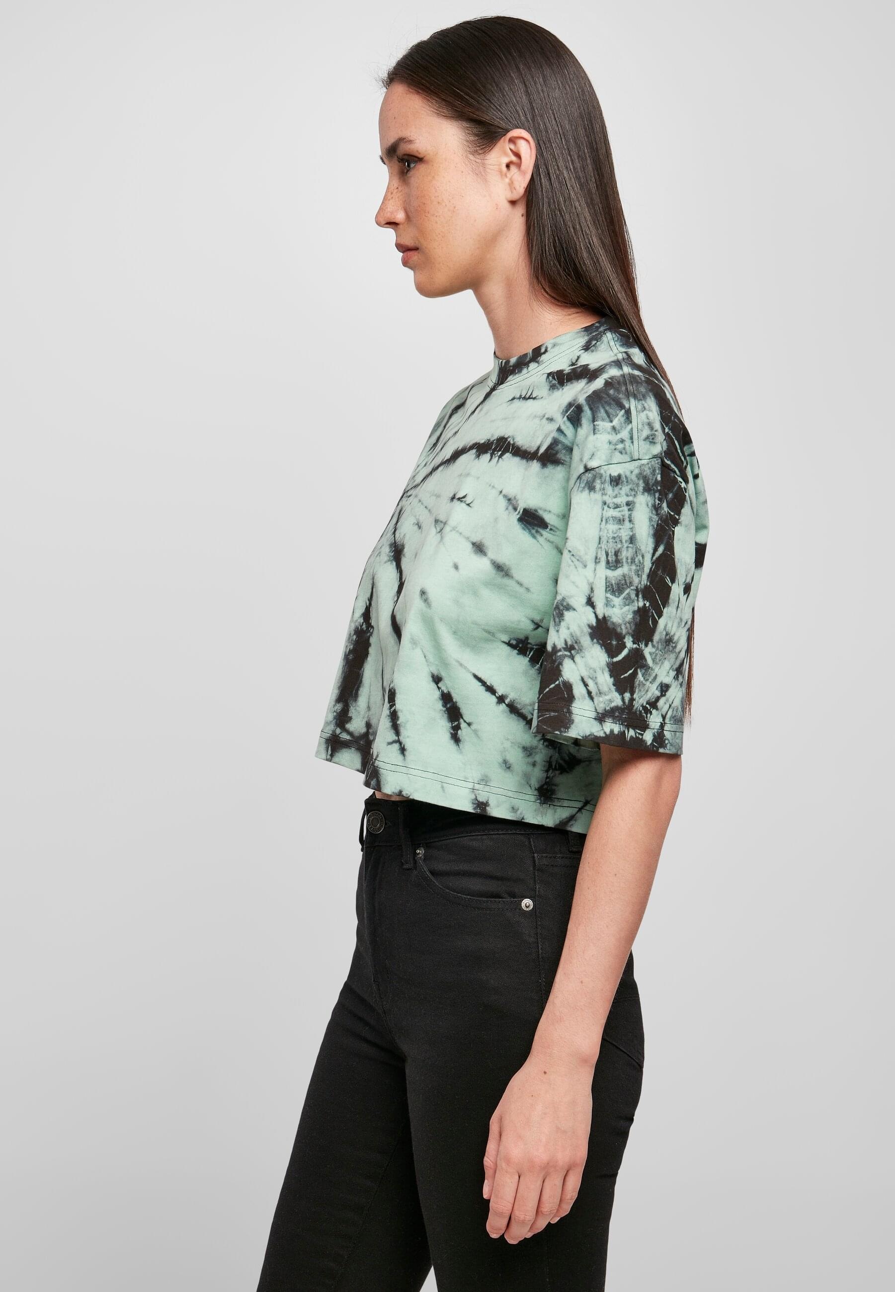 URBAN CLASSICS Kurzarmshirt »Urban Classics Damen Ladies Oversized Cropped Tie Dye Tee«, (1 tlg.)