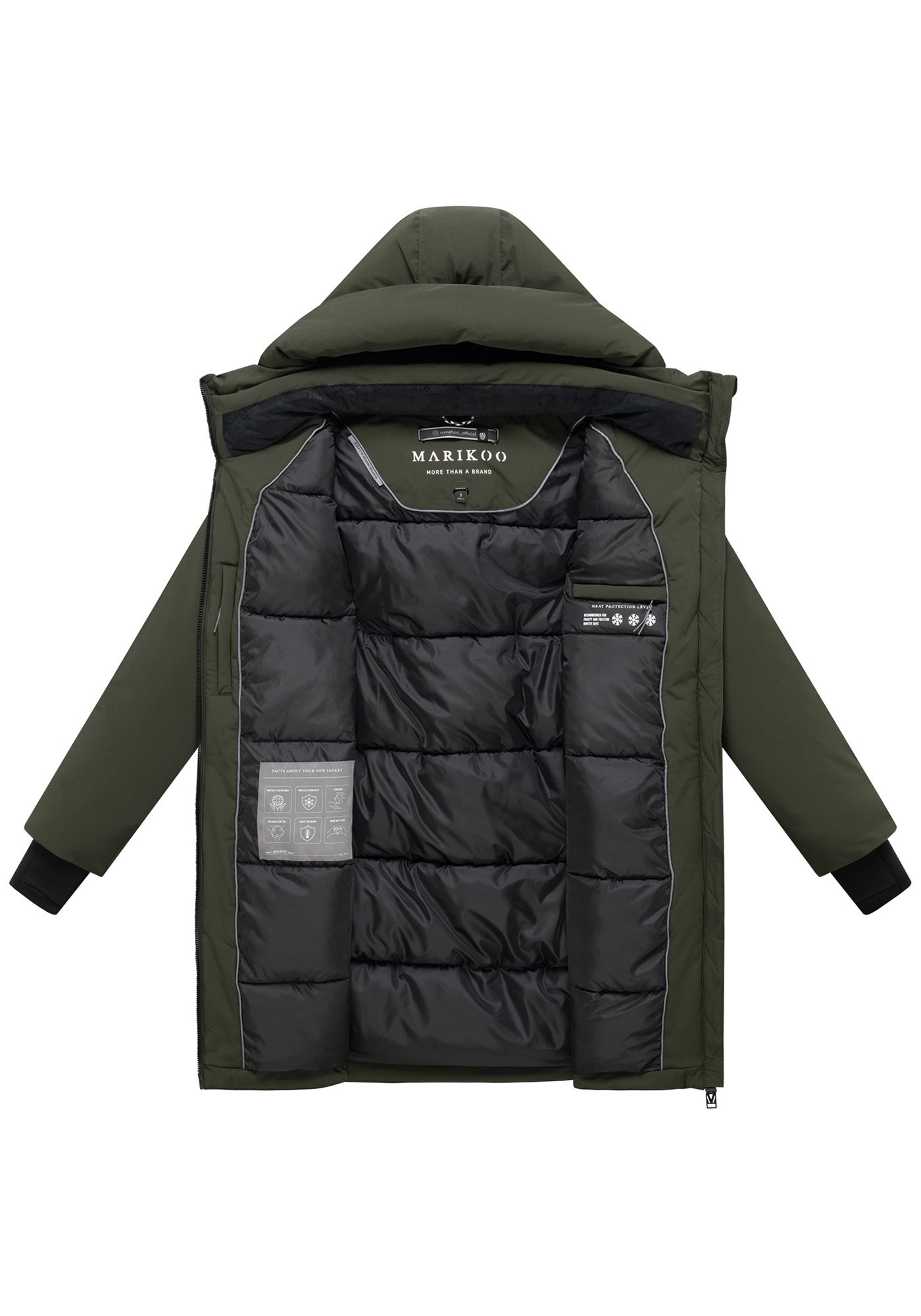 Marikoo Winterjacke »Polarhäschen« mit Kapuze Wintermantel mit Kapuze, Stehkragen, taillierte Rückenpartie