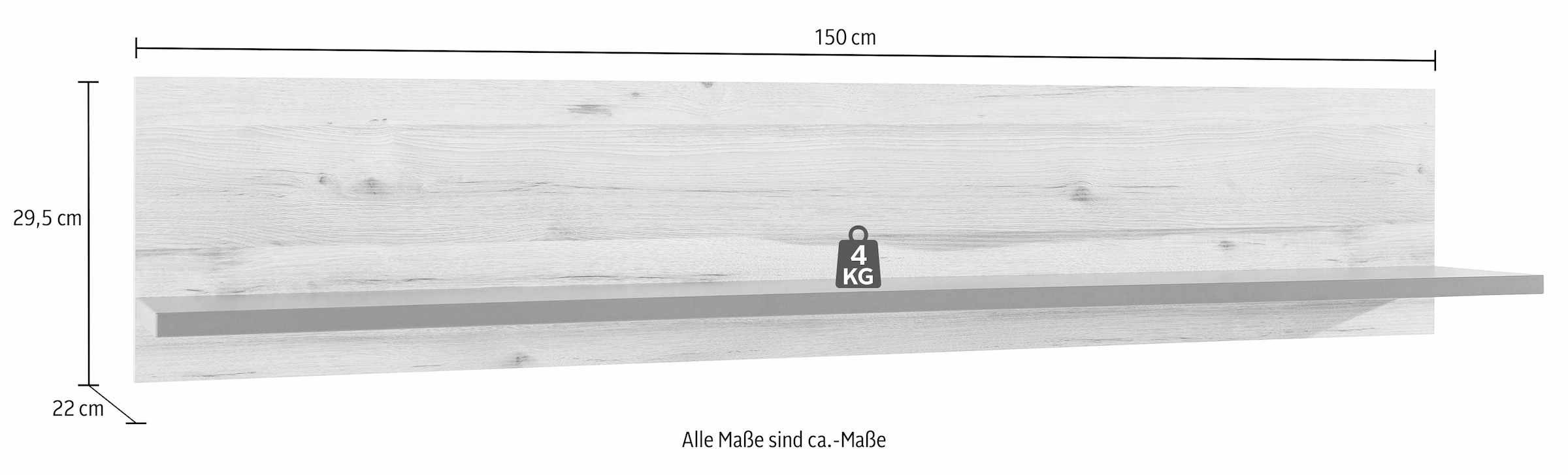 FORTE Wandboard »Como«, Wandregal, zweifarbig,klare Linien, einfache Montage