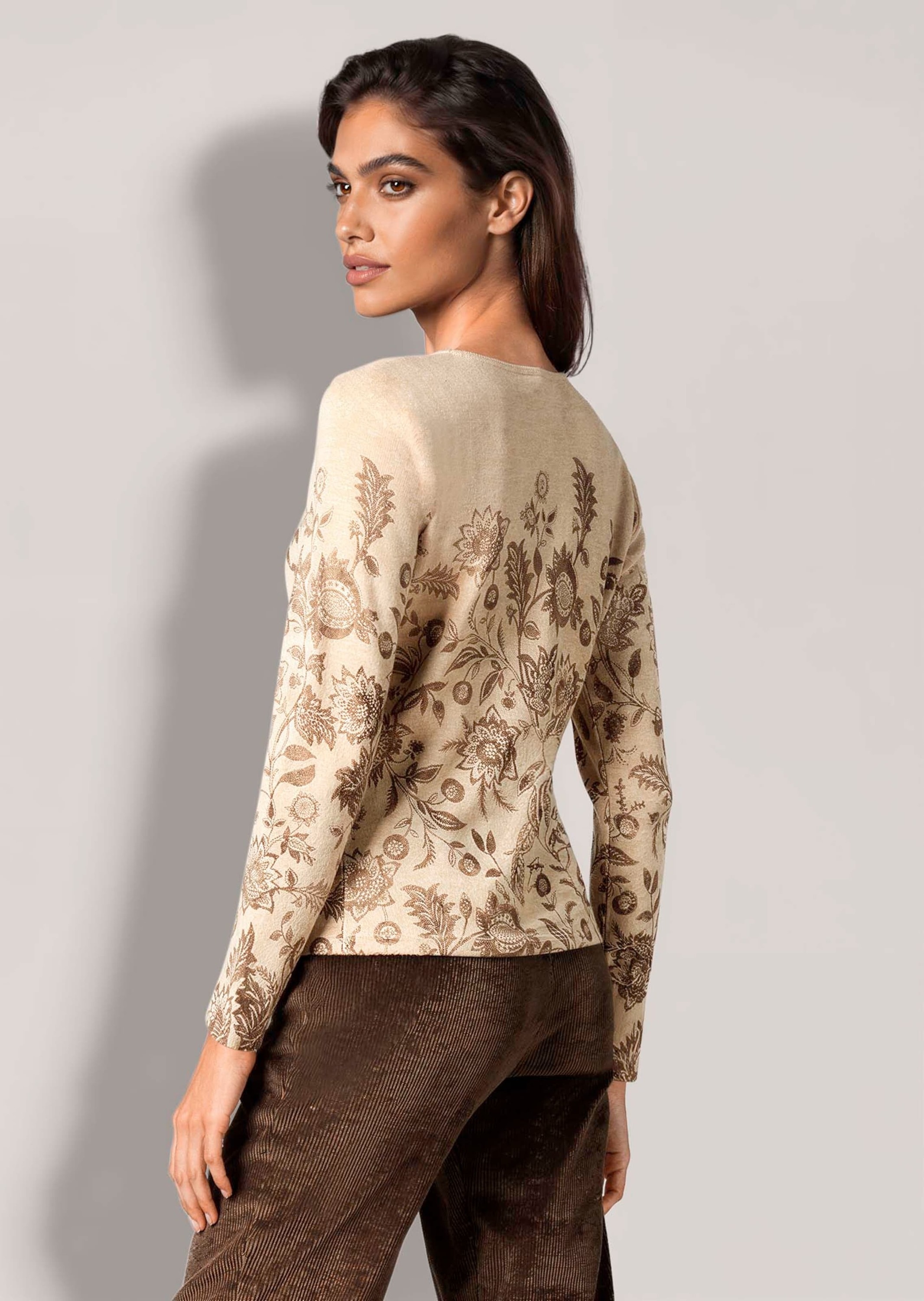 MADELEINE Longpullover »Pullover Kaschmirpullover mit botanischem Print«