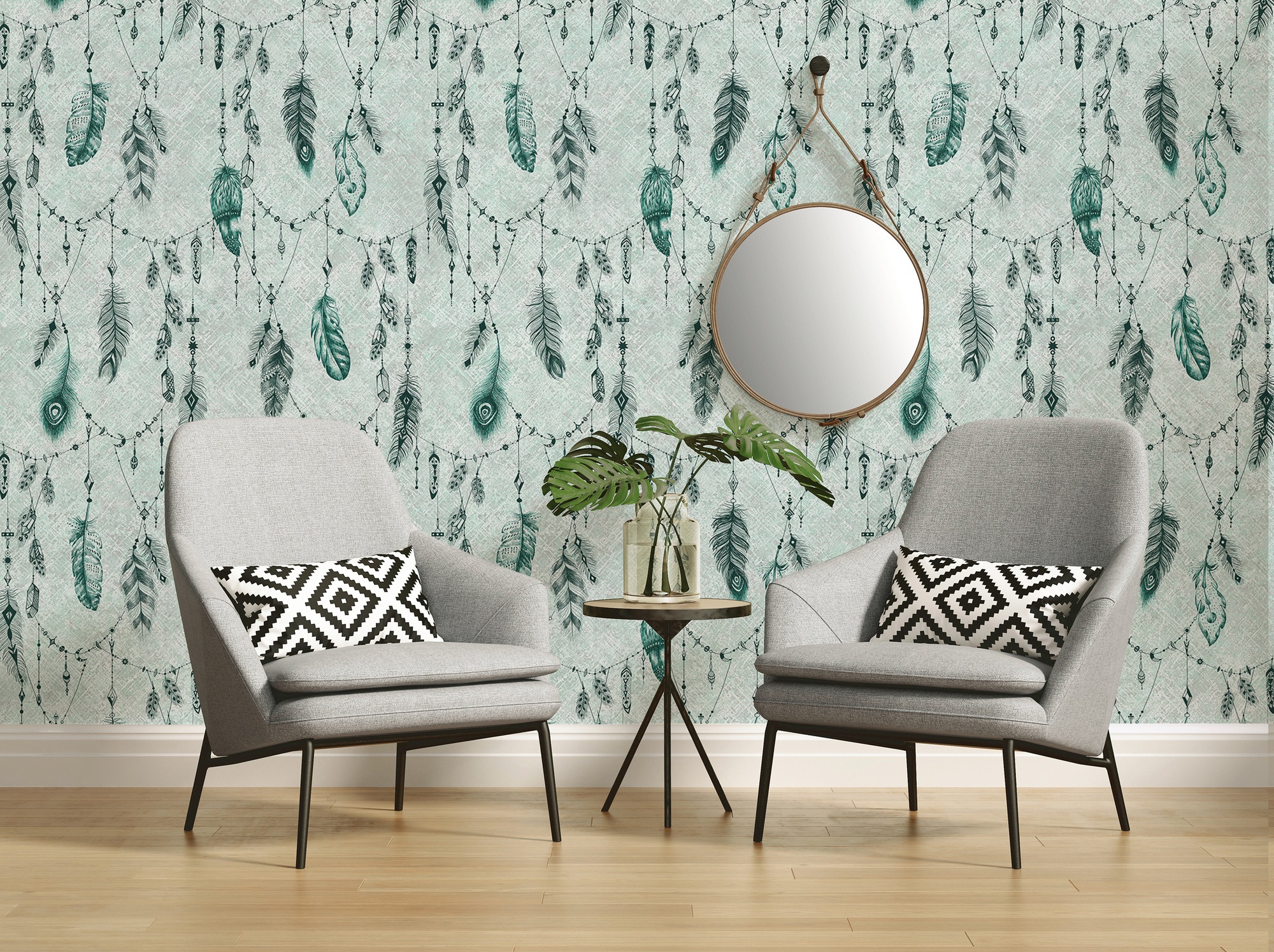Architects Paper Fototapete »Atelier 47 Boho Feather 2« mehrfarbig glatt Vlies, Wand, Schräge, Decke