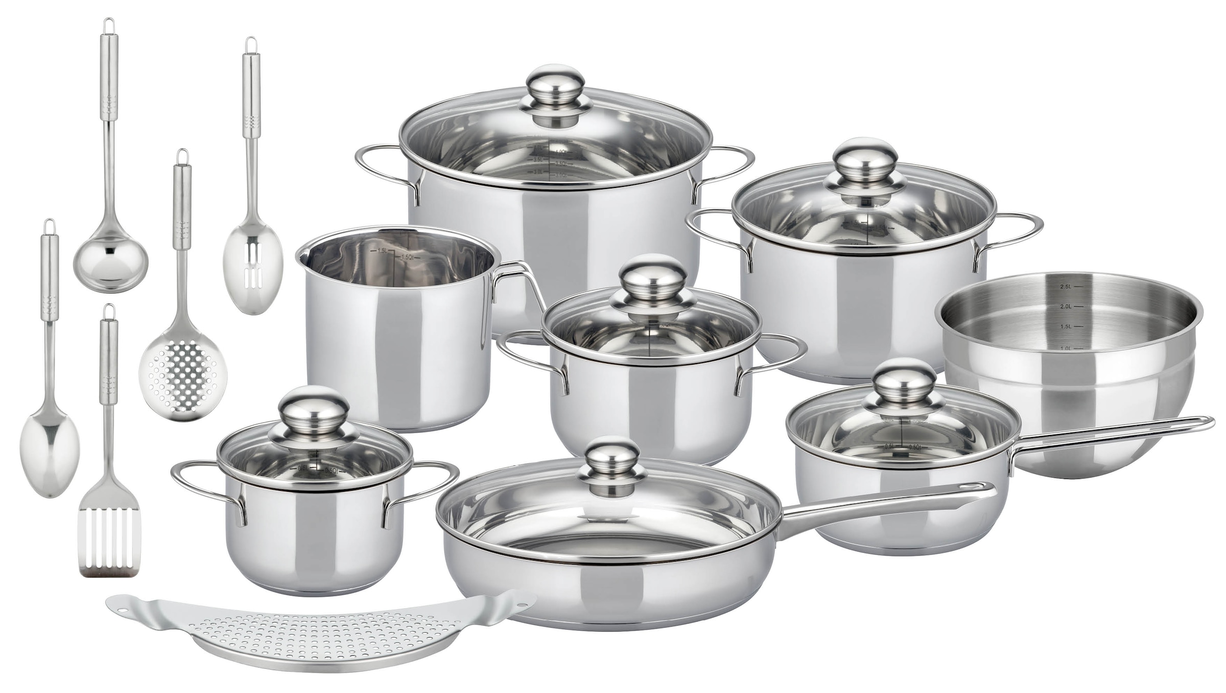 Elo Basic Topf-Set "Prima Tavola Edelstahl Topfset 20-teilig" Set, 20 Stk. günstig online kaufen