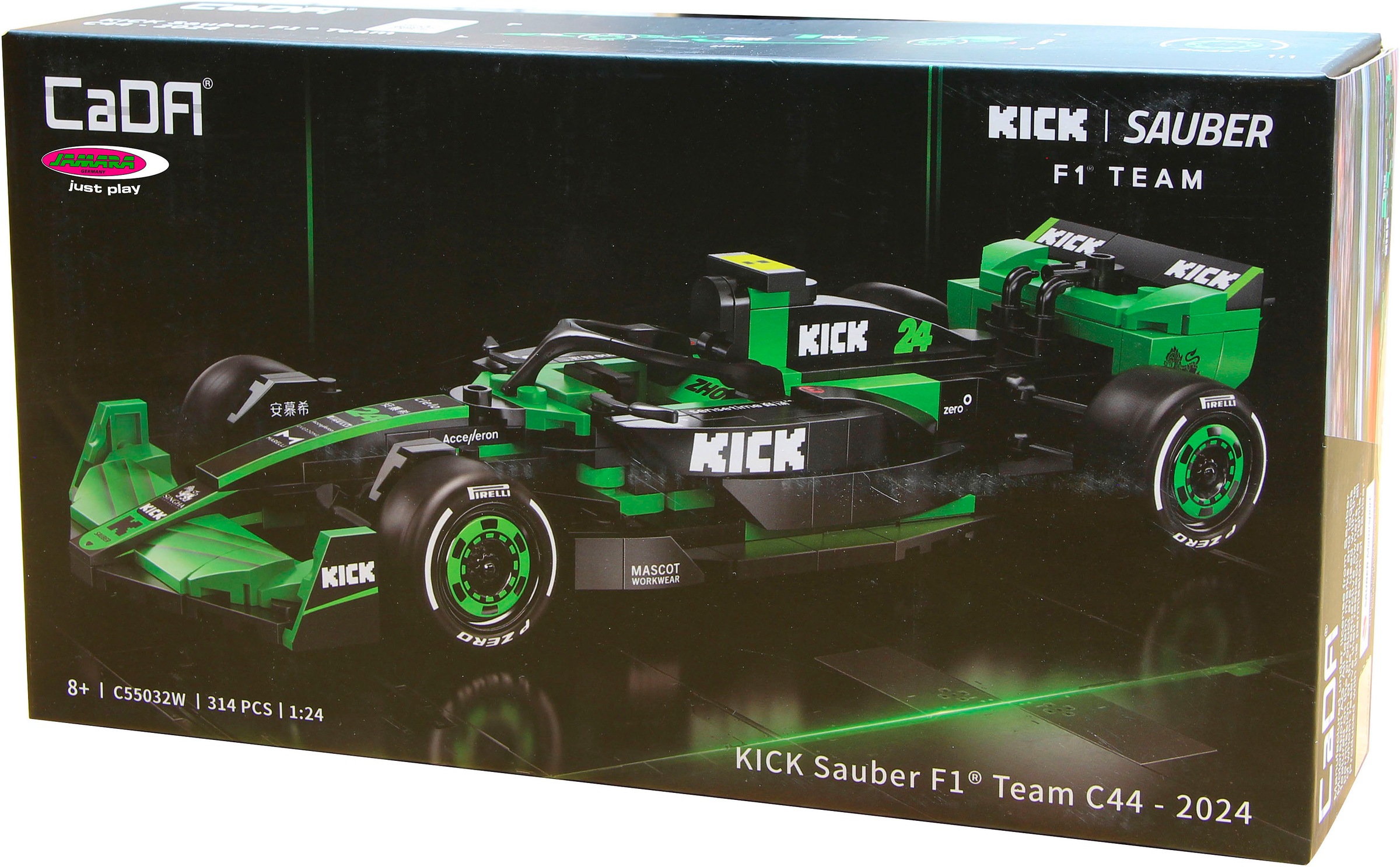 Jamara Konstruktions-Spielset »CaDA, KICK Sauber F1® Team C44 - 2024 1:24 grün Bricks«, (314 St.)