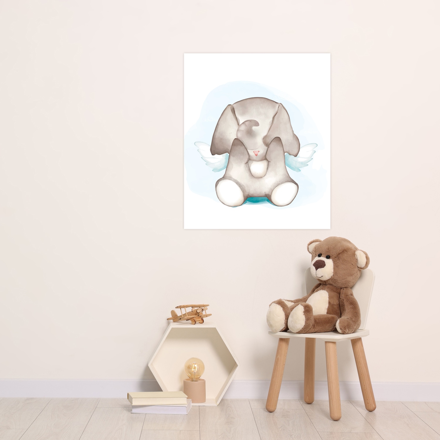 Lüttenhütt Bild mit Rahmen "oder Poster, Elefant mit Flügeln" Elefant Fantasy Tiere 1 Stk. tlg. HD Premium Druck