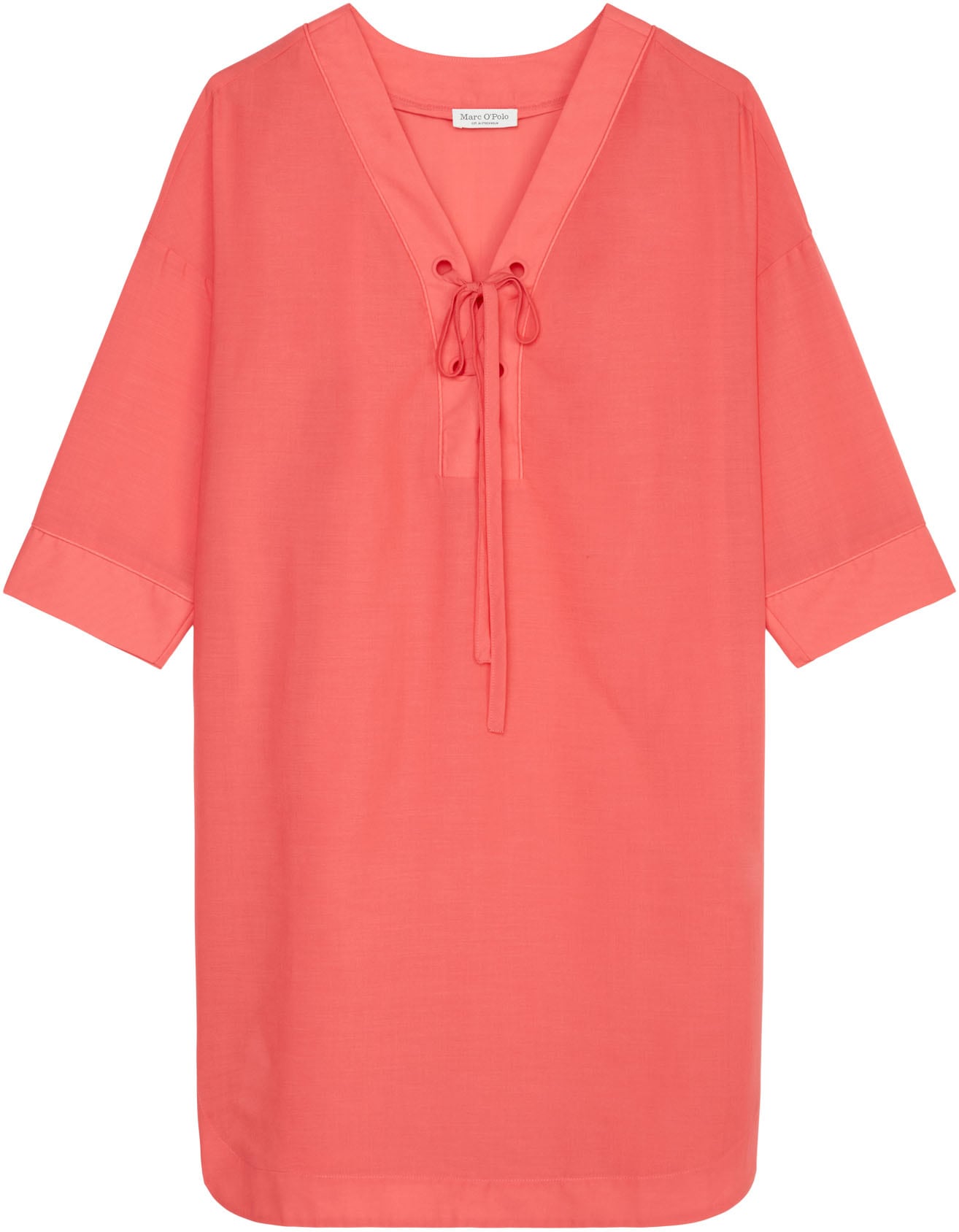 Marc O'Polo Strandkleid, leichtes Tunikakleid, seitliche Schlitze, V-Ausschnitt