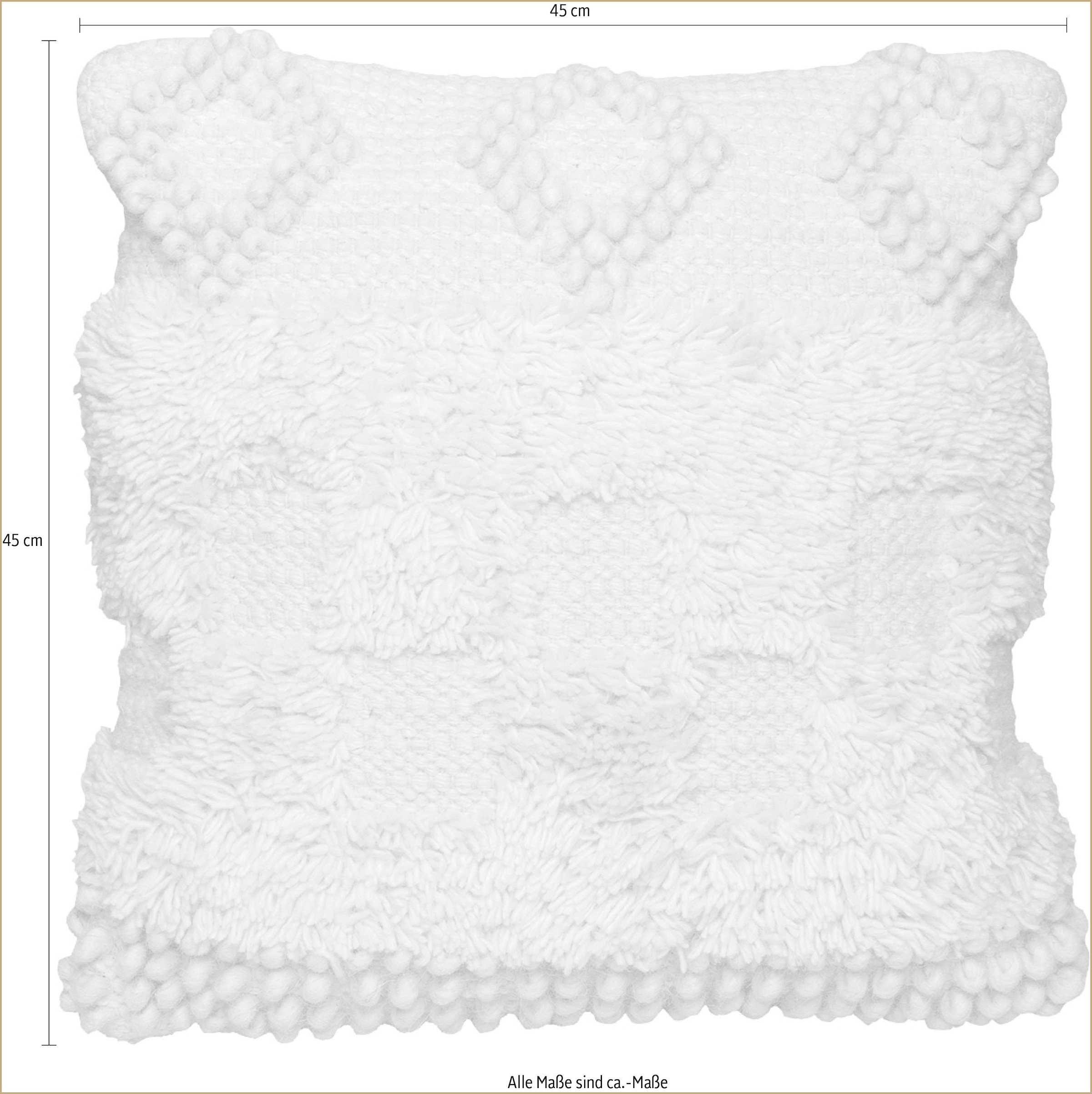 Kayoom Polsterauflage »Kissen Bohist 125 Natural 45cm x 45cm, aus Handmanufaktur«, Verschlussart Reißverschluss, Boho-Style, kunstvolle Fransen