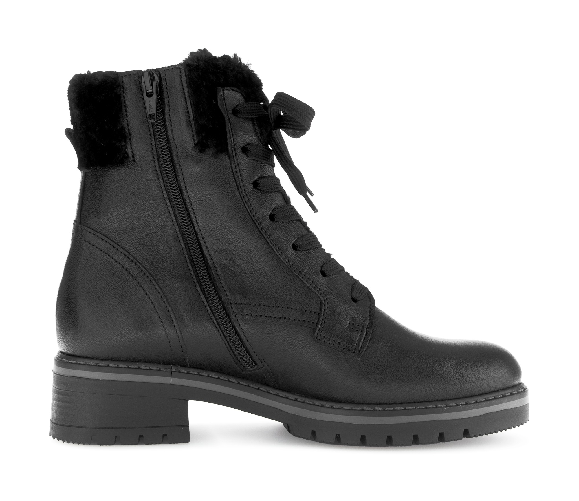 Winterstiefelette GABOR "GENUA", Damen, Gr. 41, schwarz, Glattleder, Textil, unifarben, Schuhe Winterstiefelette, Blockabsatz, Winterboots mit Teddyplüsch-Kragen 3