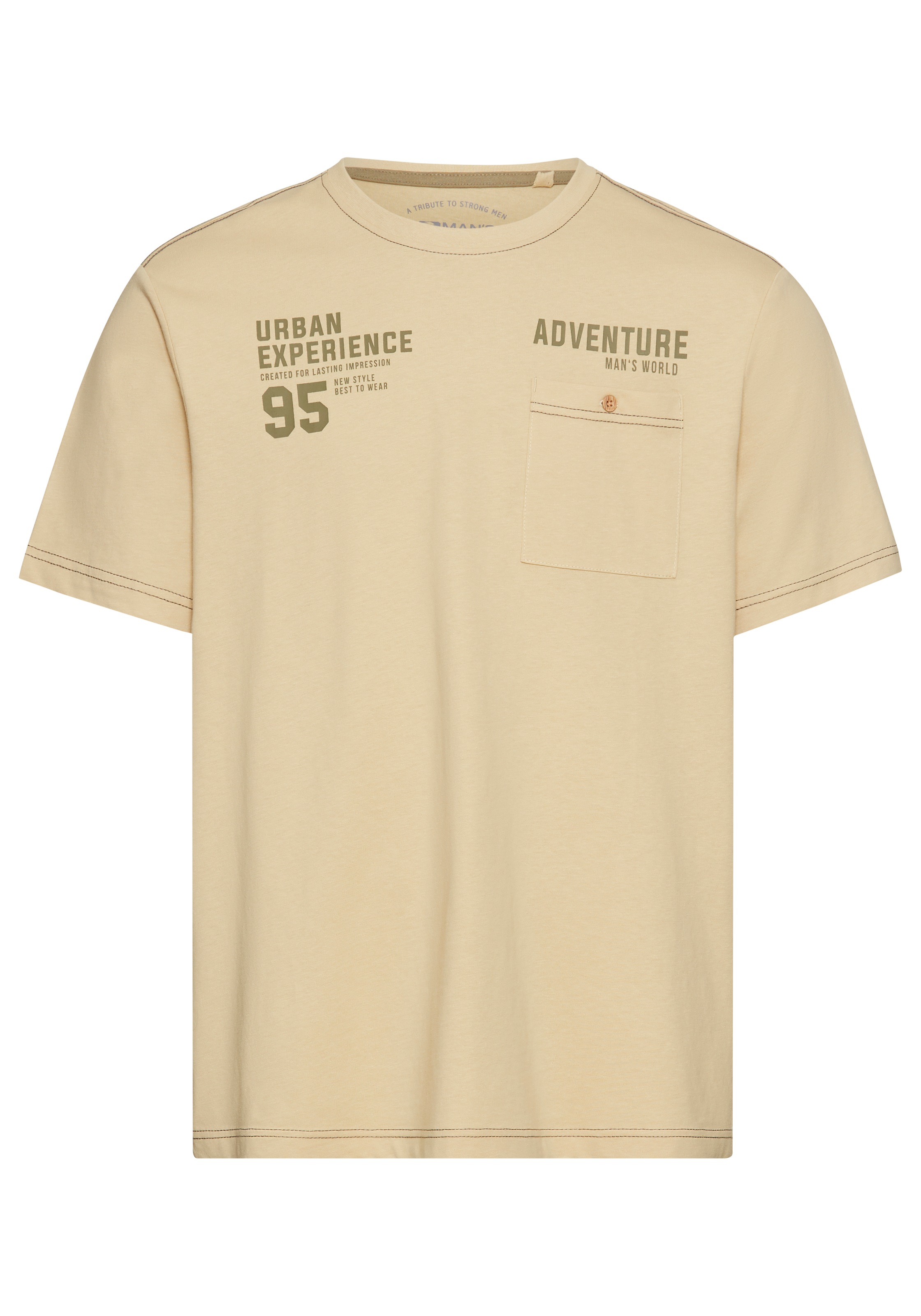Man's World T-Shirt, mit Kontrastnähten und funktionaler Brusttasche