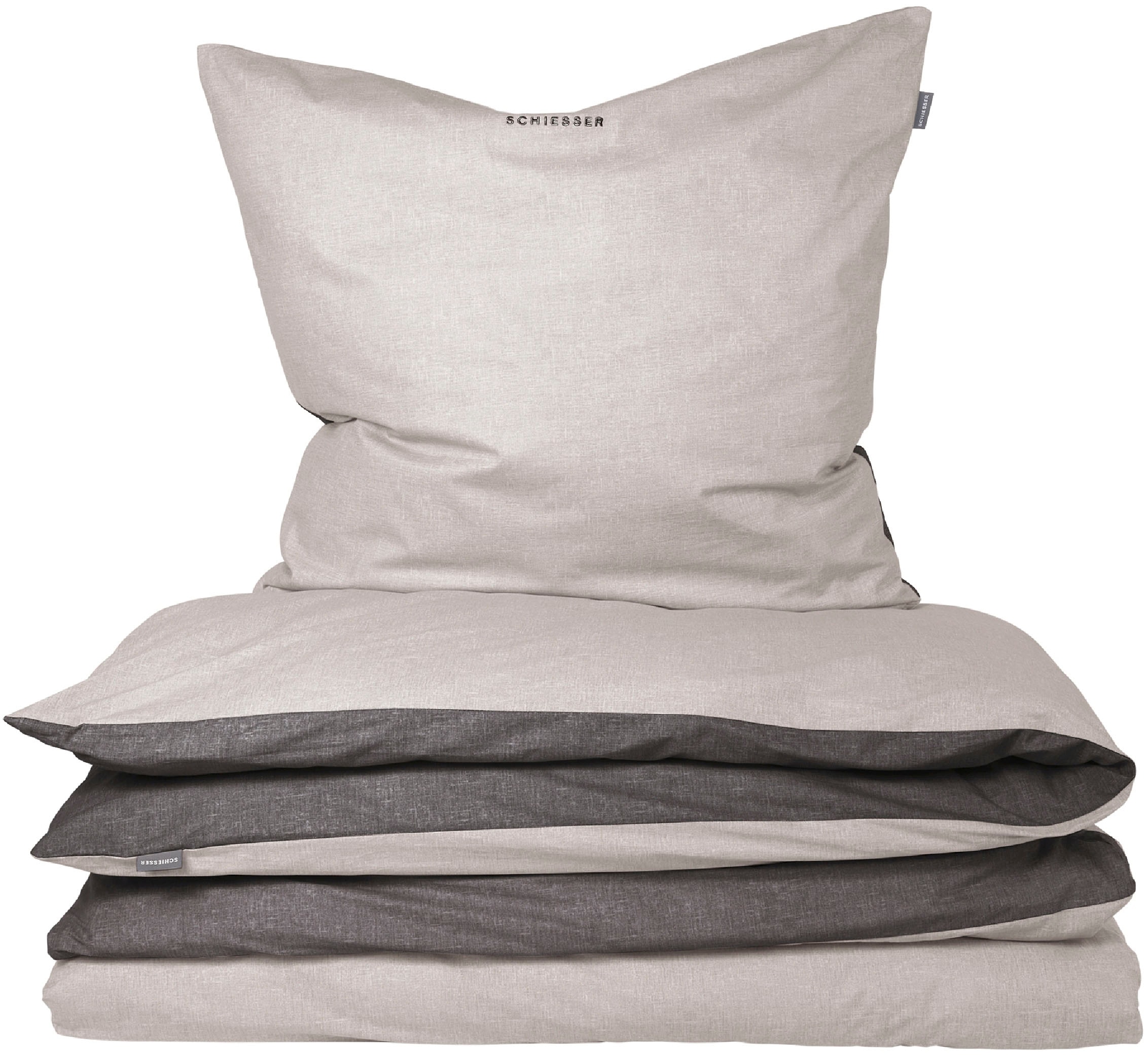 Schiesser Wendebettwäsche "Doubleface aus weicher Baumwolle mit edlem Melan günstig online kaufen