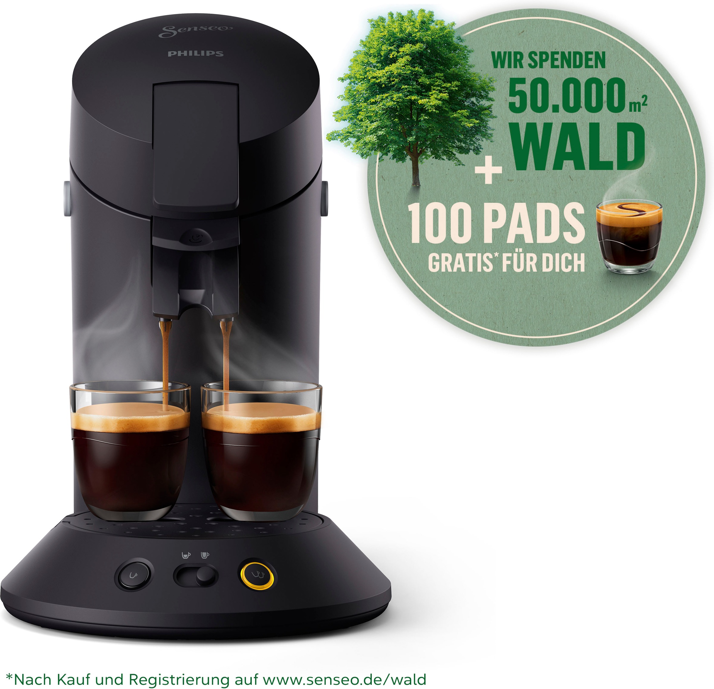 Plus BAUR Kaffeepadmaschine und zurückerhalten Plastik*«, Senseo Eco 100 kaufen recyceltem Pads Philips CSA210/22, | bis »Original aus € 80% max.33 Senseo