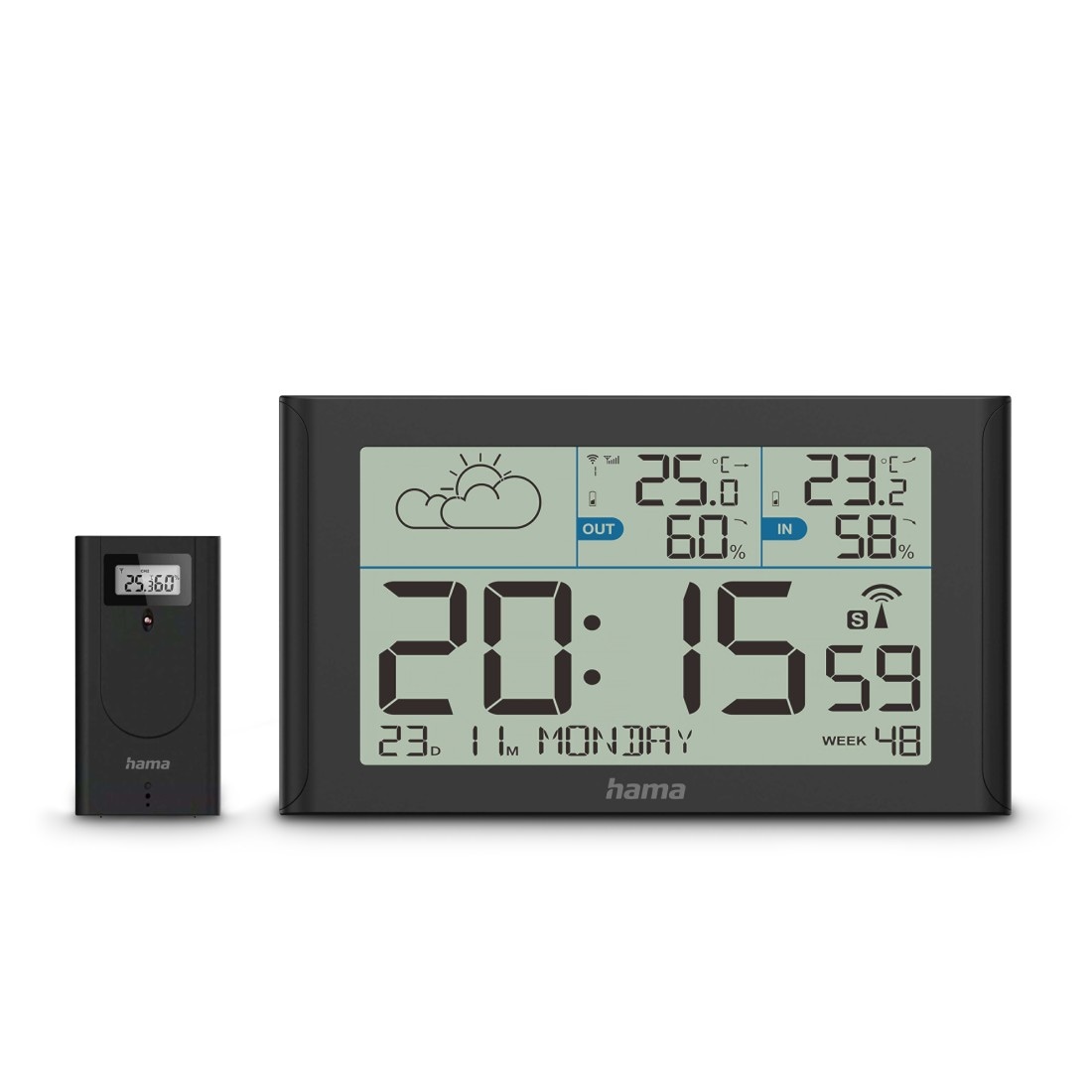 HAMA Kinder Wetterstation "Wetterstation "Sylt" mit Außensensor, Funk, Wecker", schwarz, Wetterstationen, Innen-/Außentemperatur, Hygrometer