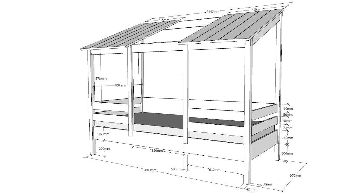 Vipack Kinderbett, (Made in Europe), Hausbett wahlweise mit Bettschublade