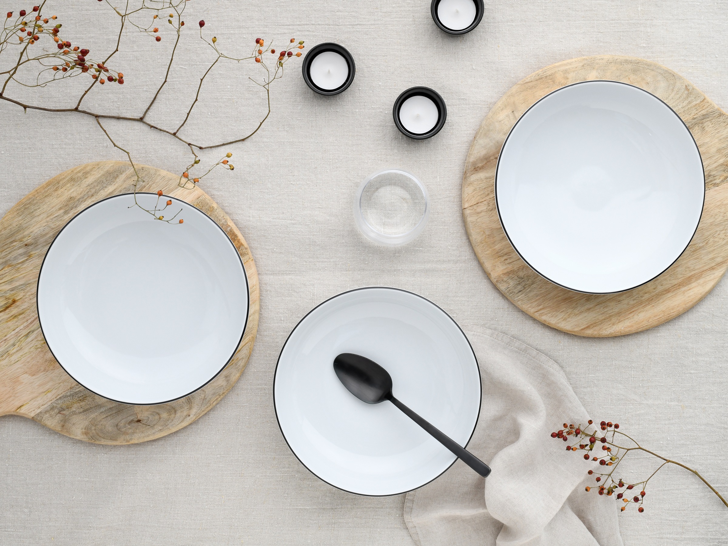 CreaTable Schale »Allround Black Line, Poke Bowl 21 cm 4-tlg«, 4 tlg., aus Porzellan, Daily Use, Zeitlos