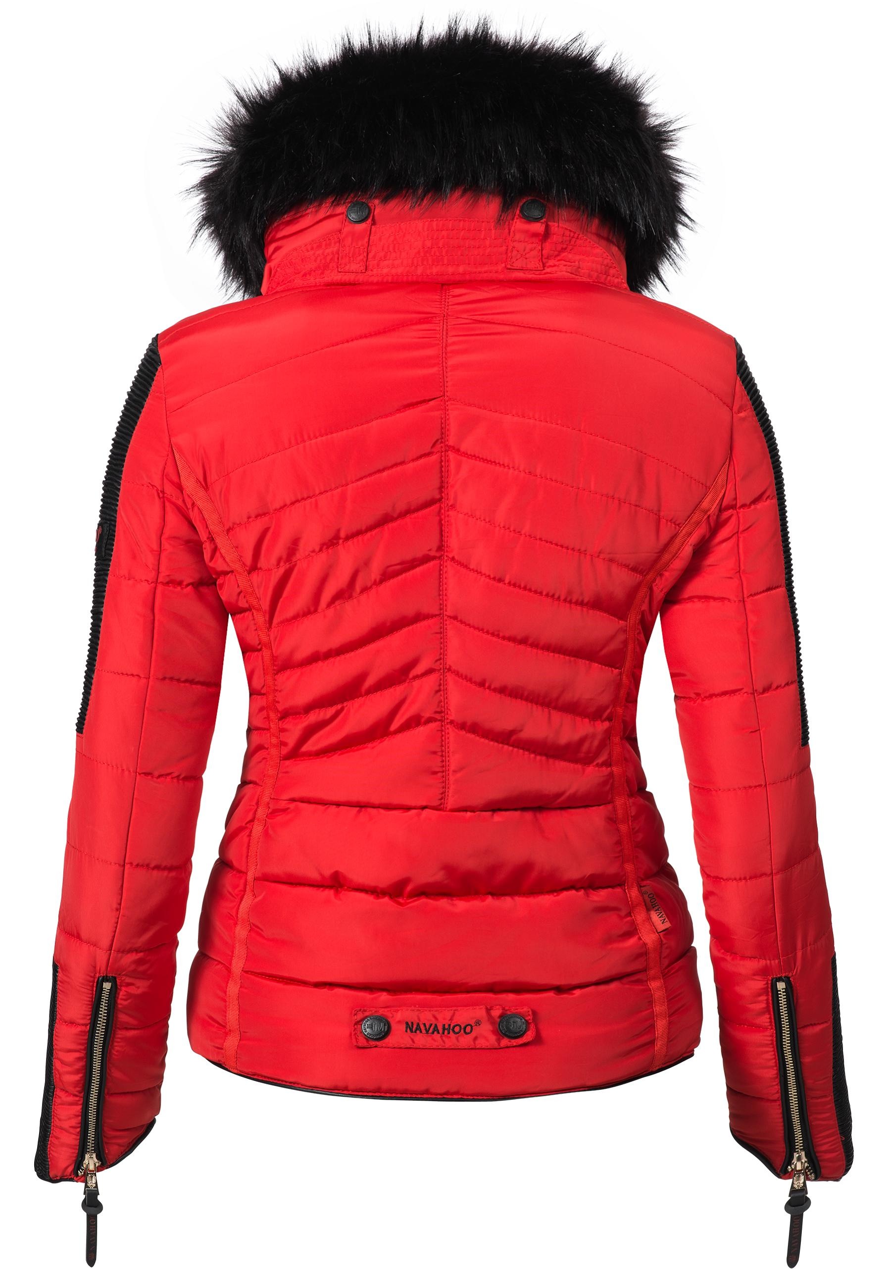Navahoo Steppjacke »Yuki2«, ohne Kapuze, stylische Winterjacke mit edlem Kunstfell-Kragen