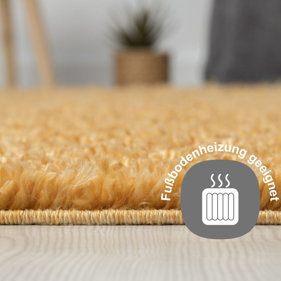 Hochflor-Teppich "My Shaggy", gold (goldgelb), B:120cm H:37mm L:180cm, Polypropylen (PP), MYFLAIR MÖBEL & ACCESSOIRES, Teppiche, Shaggy, Uni-Farben, leicht glänzend, Microfaser, extra flauschig 3
