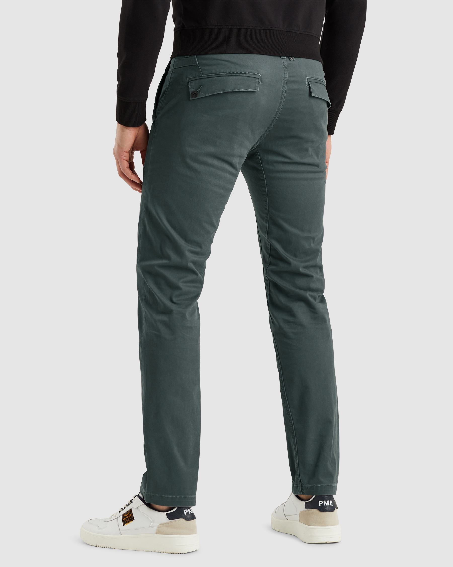 Chinohose PME LEGEND "TWIN WASP CHINO LEFT HAND STRETCH TWILL", Herren, Gr. 34, Länge 30, schwarz slate, Canvas, Obermaterial: 98% Baumwolle, 2% Elasthan, unifarben, regular fit knöchellang, Hosen Chinohose, mit Taschen 2
