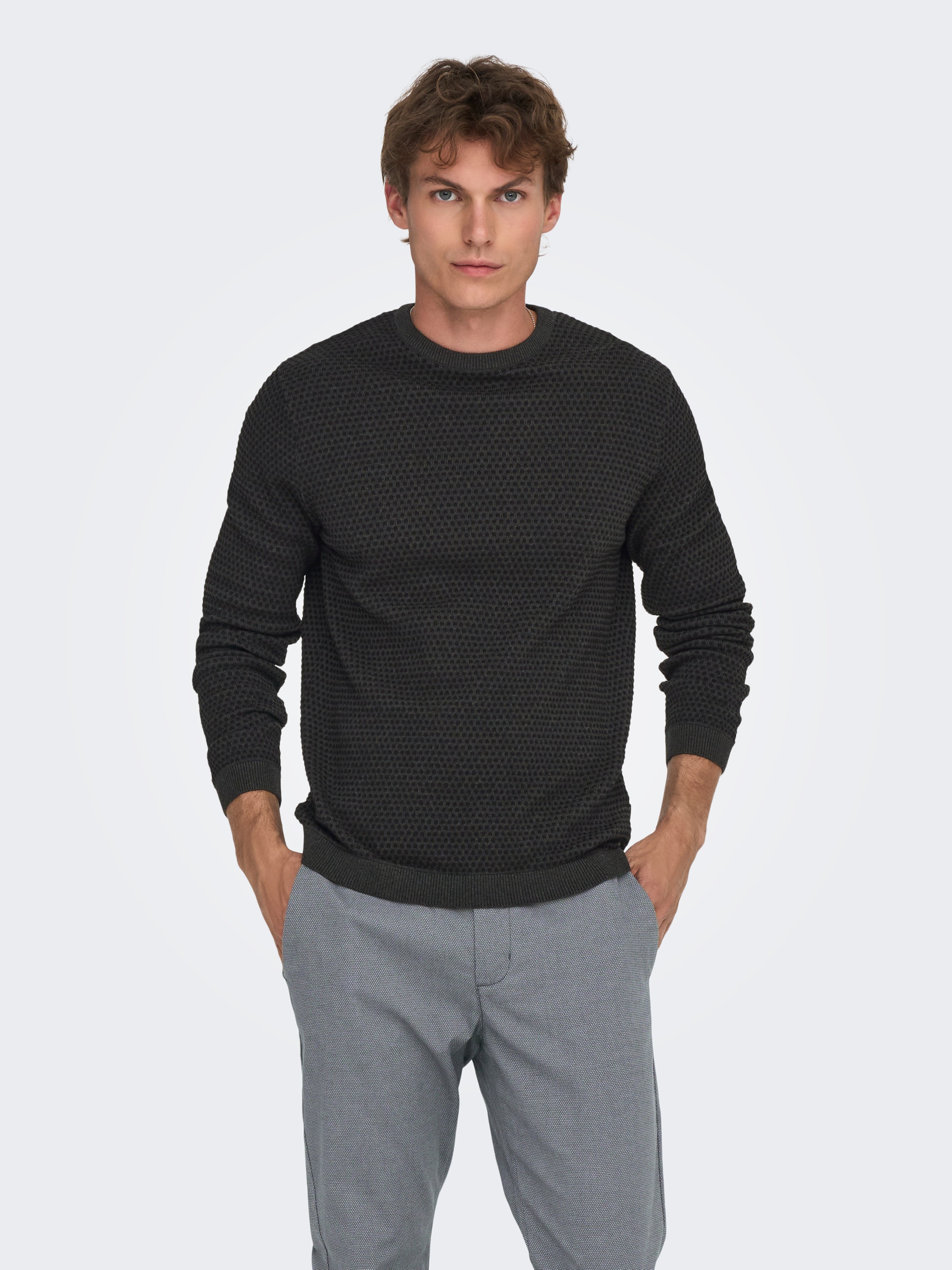 ONLY & SONS Rundhalspullover "ONSTAPA REG 12 STRUC LS CREW KNIT NOOS" günstig online kaufen