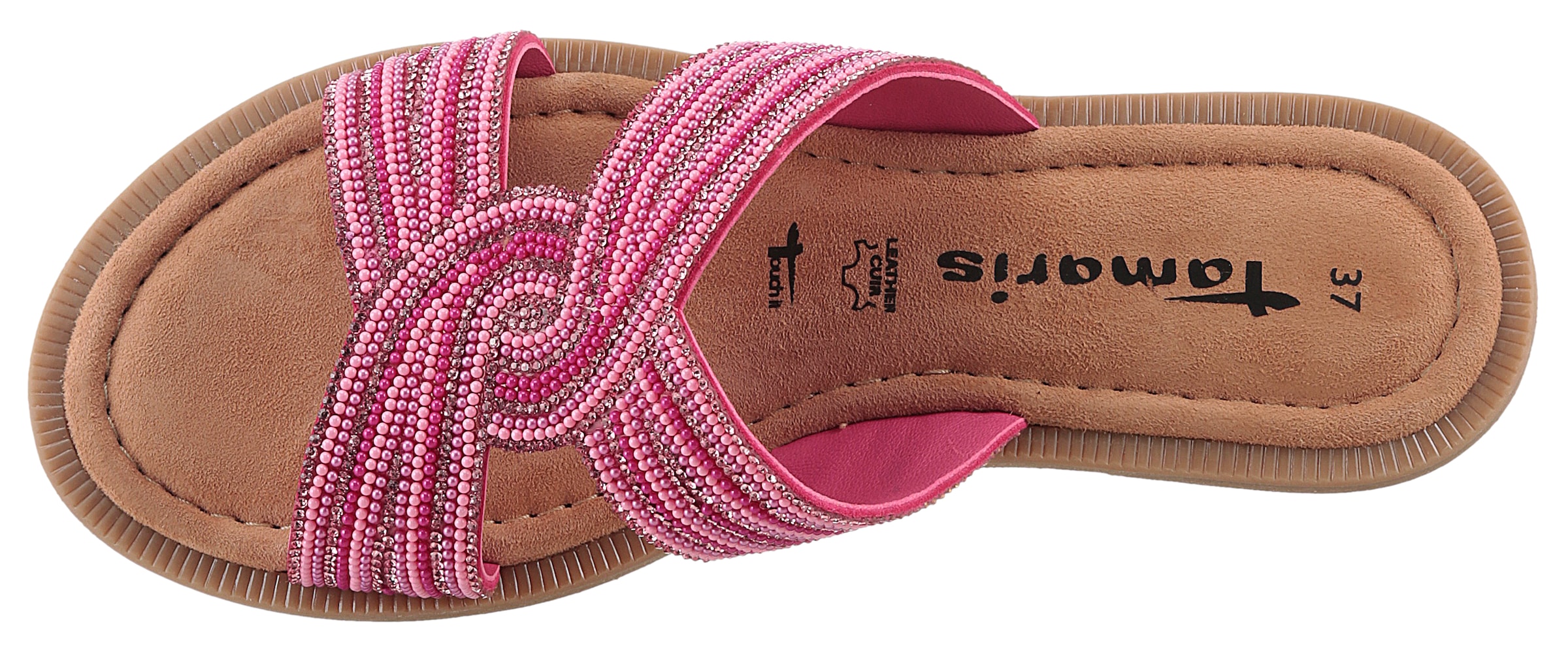 Tamaris Pantolette, Blockabsatz, Festtagsschuh, Sommerschuh in funkelnder Optik