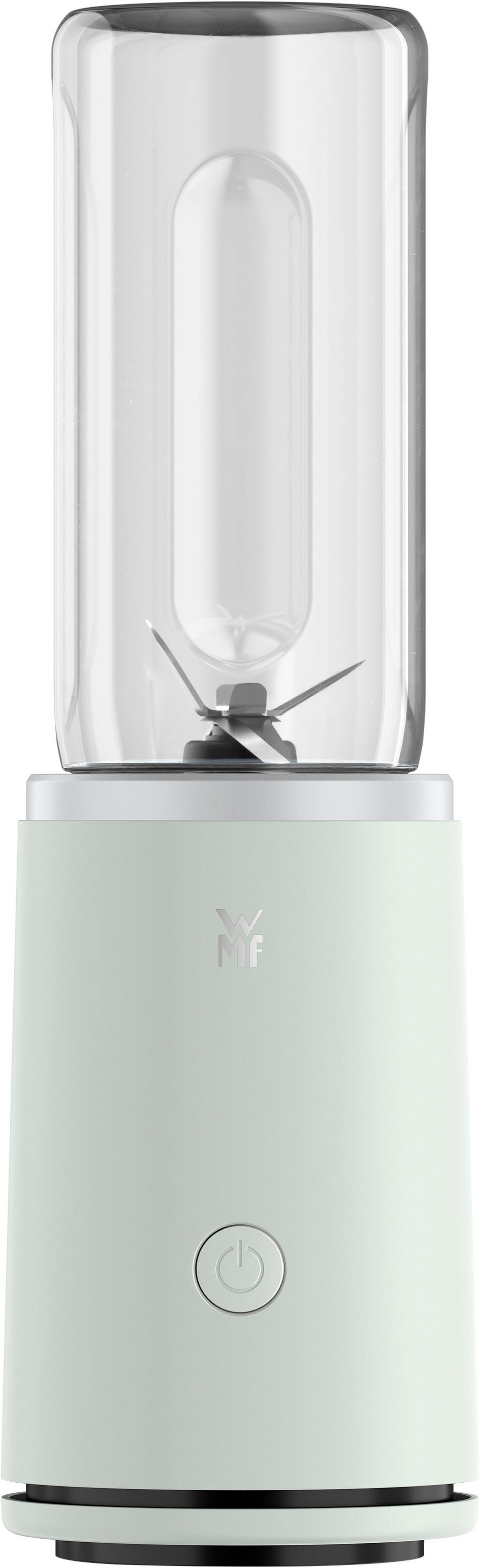 WMF Smoothie-Maker "Mix & Go Touch", frosty grün, B:10cm H:33,5cm T:10cm, Zerkleinerer, recyceltes Material, auslaufsichere Trinkflasche, Einhandbedienung