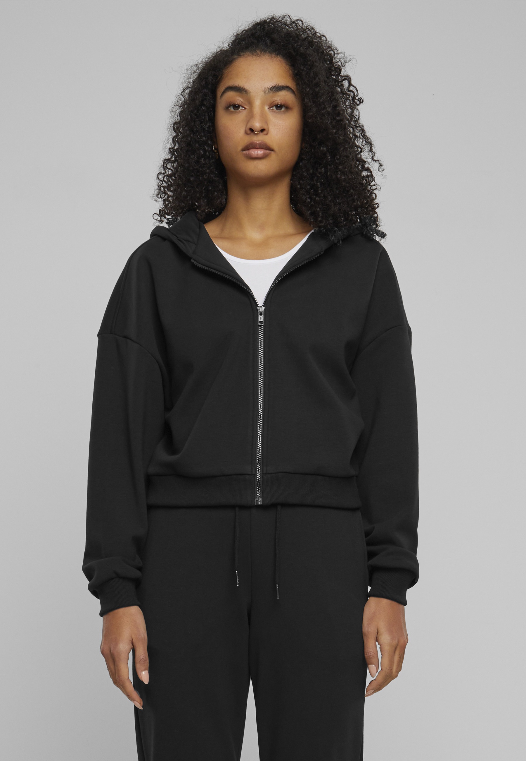 URBAN CLASSICS Sweatjacke »Urban Classics Damen Ladies Cozy Short Zip Hoody«