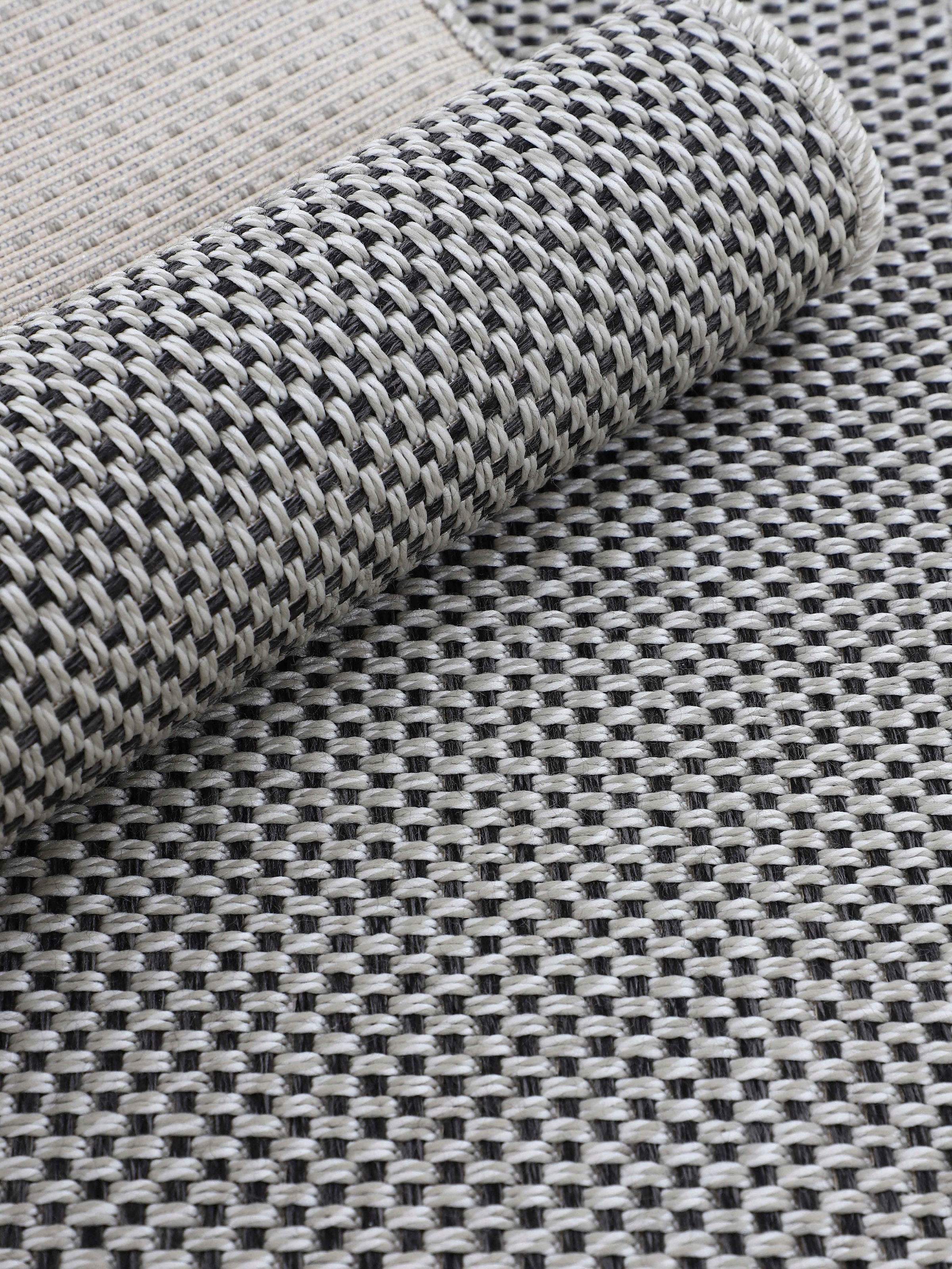 carpetfine Teppich »Boho 105«, rund, 4 mm Höhe, robustes Flachgewebe, Sisal Optik, UV-beständig, Außenbereich