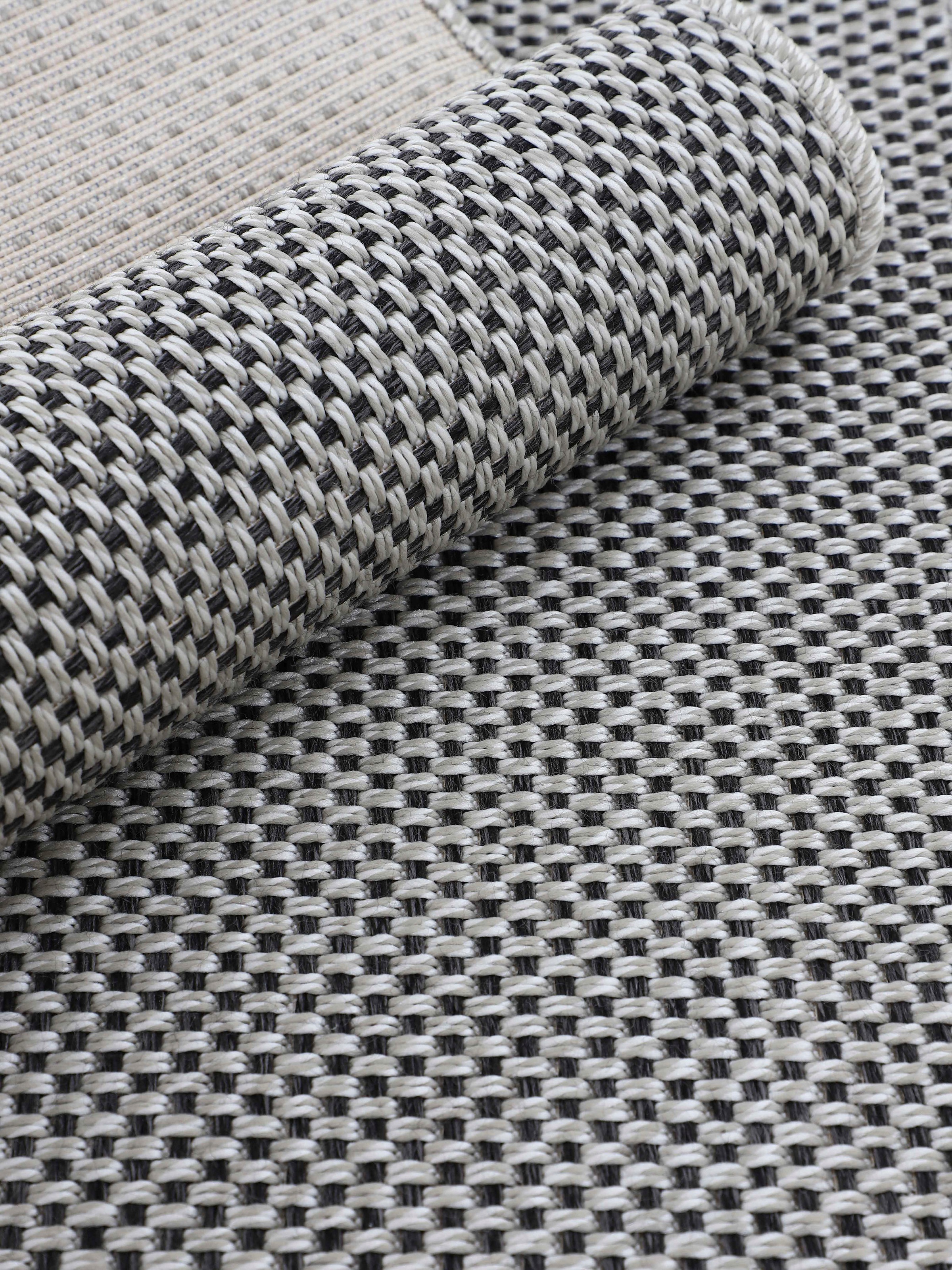 Teppich CARPETFINE "Boho 105", beige, H:4mm Ø:120cm, Polypropylen, Teppiche, Teppich, robustes Flachgewebe, Sisal Optik, UV-beständig, Außenbereich 3