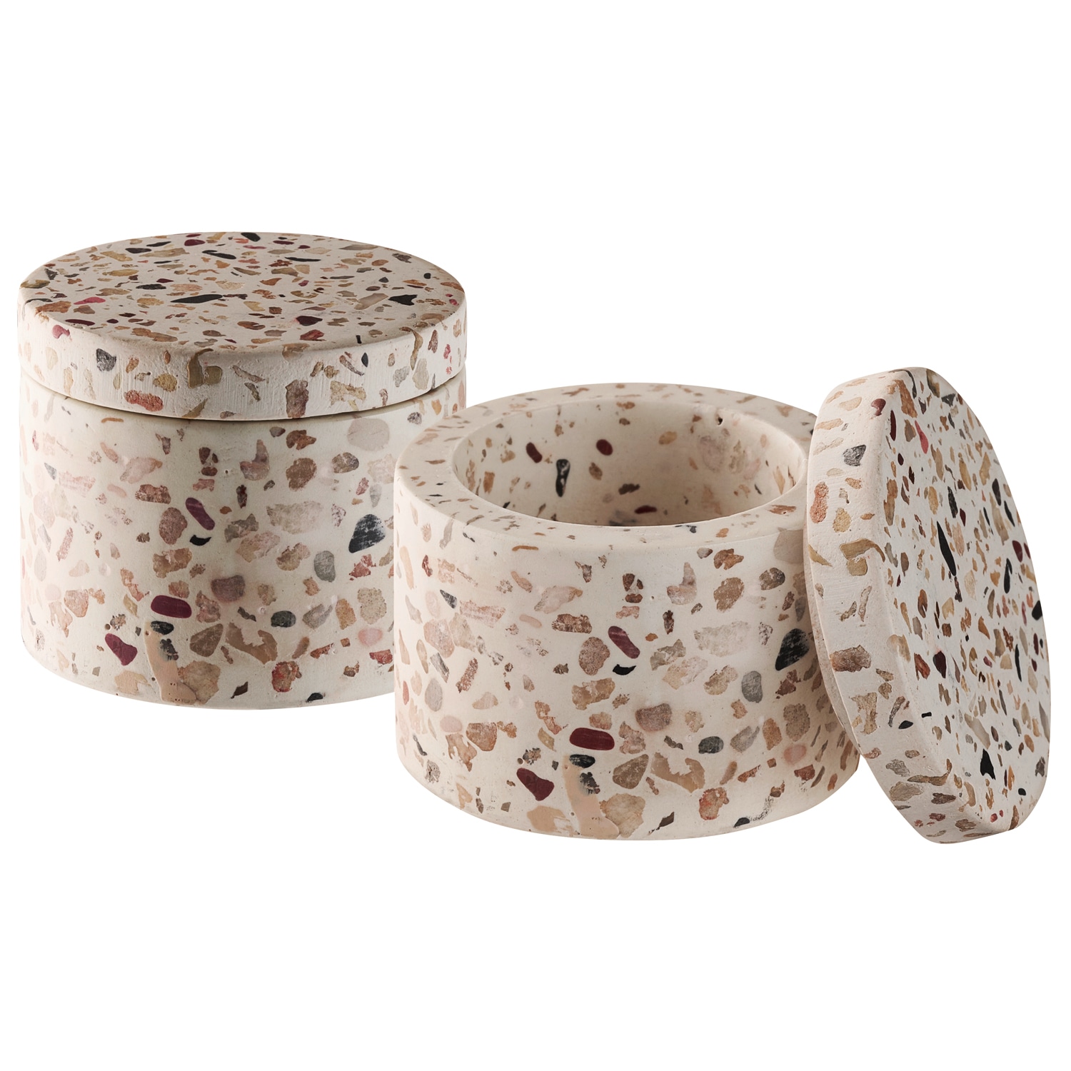APS Butterdose "2er Set TERRAZZO" Beton, Ø 6 cm, H: 5 cm, 40 ml, Unikat