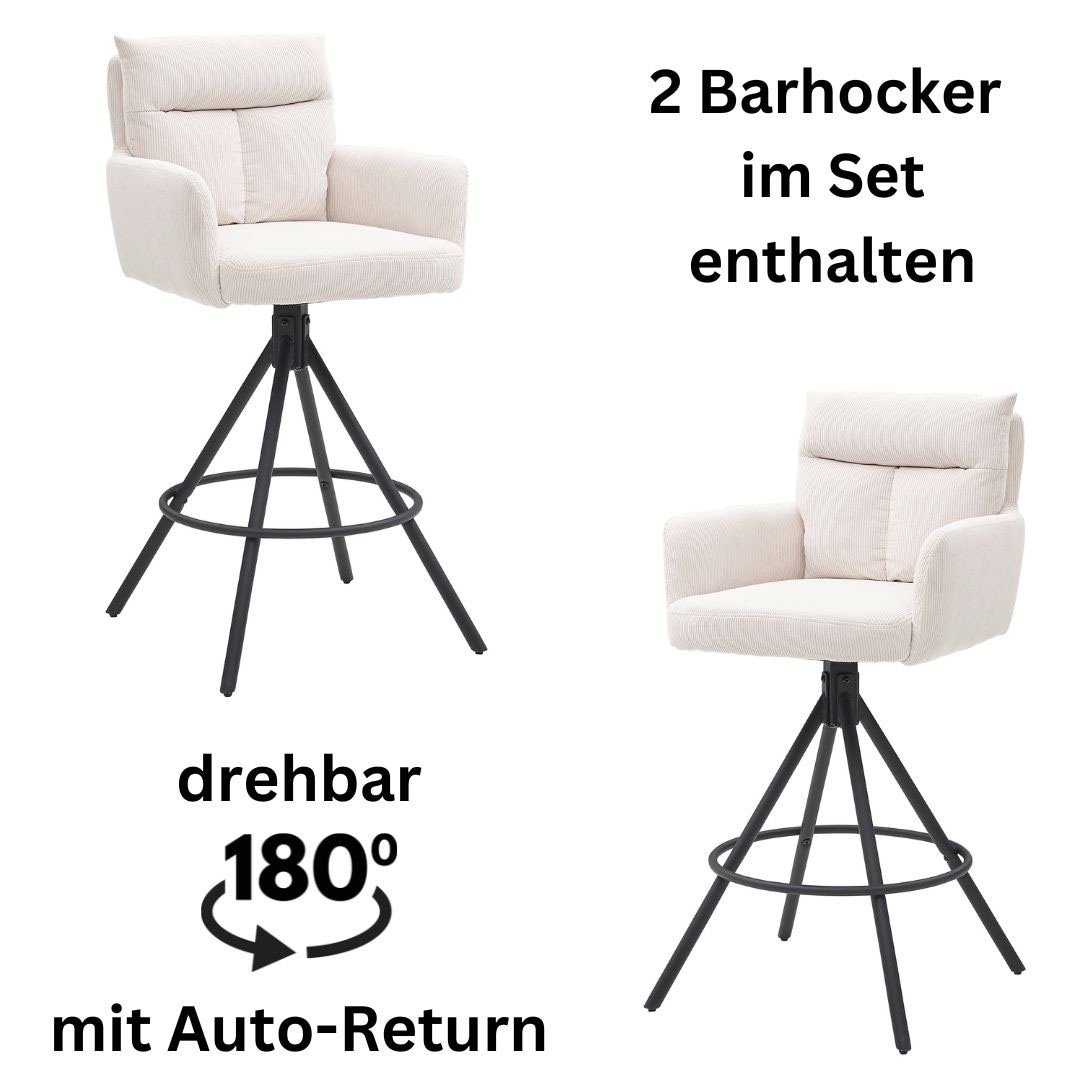 Stolkom Barhocker "Sofia" Set, 2 tlg. Komfortsitzhöhe 70 cm, 180drehbar Aut günstig online kaufen