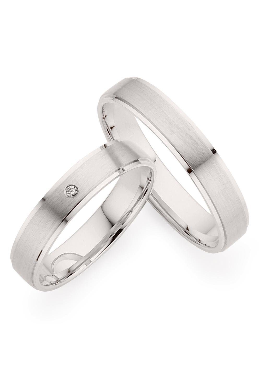 PHÖNIX Damen Trauring "Schmuck Geschenk Gold 333 Trauring Ehering LIEBE versch. Varianten", 62, 0,01 SI = kleine Einschlüsse mit Brillant, Weißgold