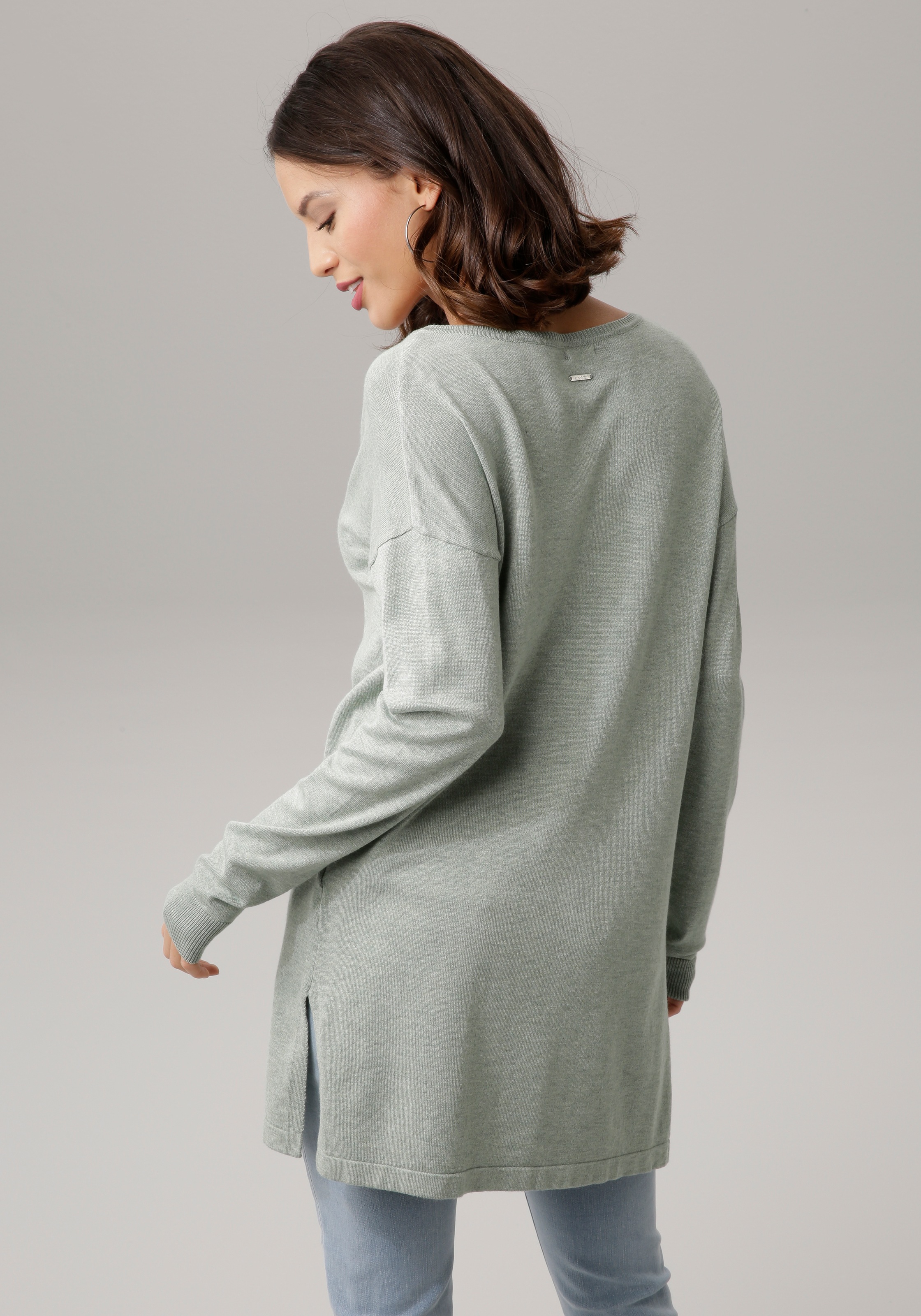 Laura Scott Strickpullover, mit spitzenbesetztem V-Ausschnitt günstig online kaufen