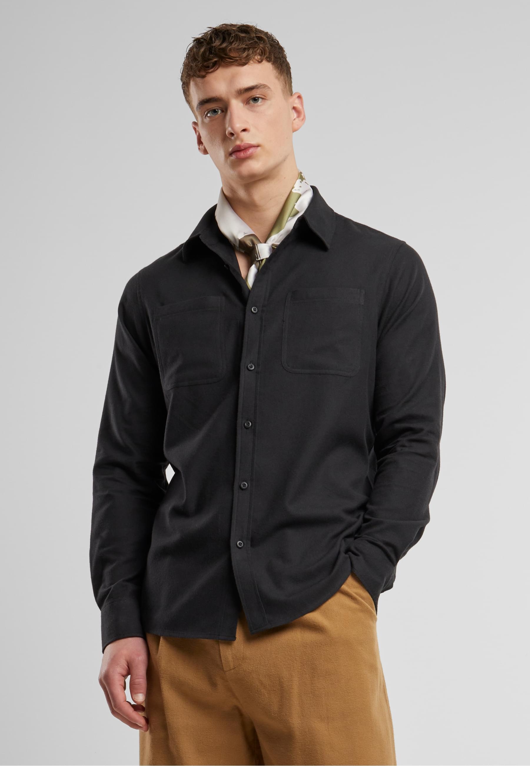 URBAN CLASSICS Langarm-Poloshirt »Urban Classics Herren Flanell Shirt«, (1 tlg.)