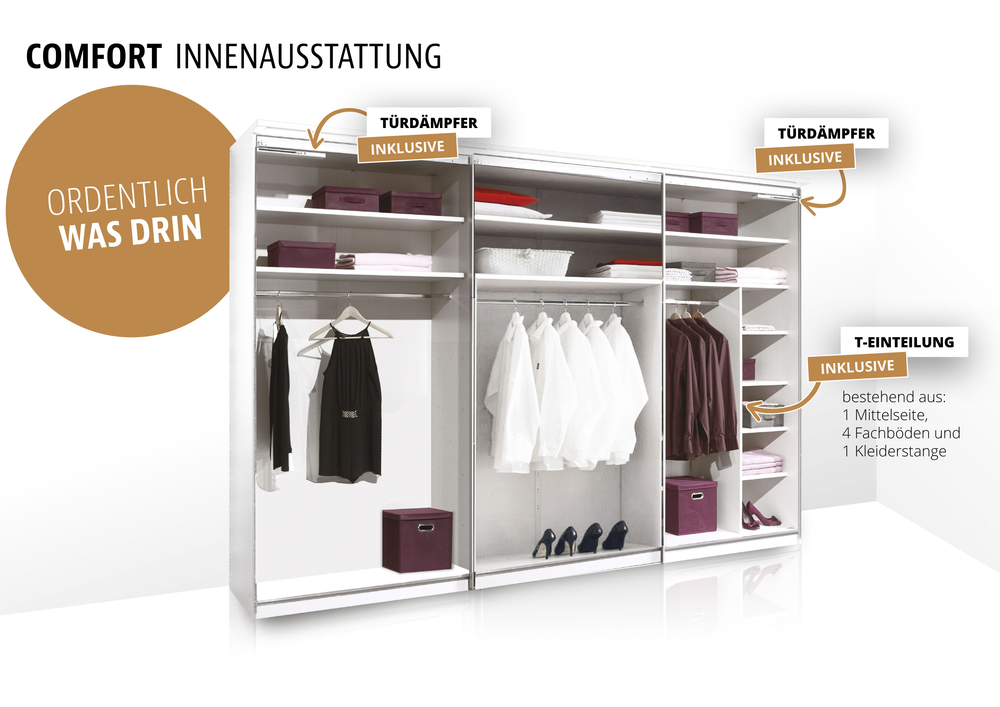 Thumbnail - STAUD Schwebetürenschrank "Includo, Made in Germany", Mit vier verschiedenen Ausstattungsvarianten