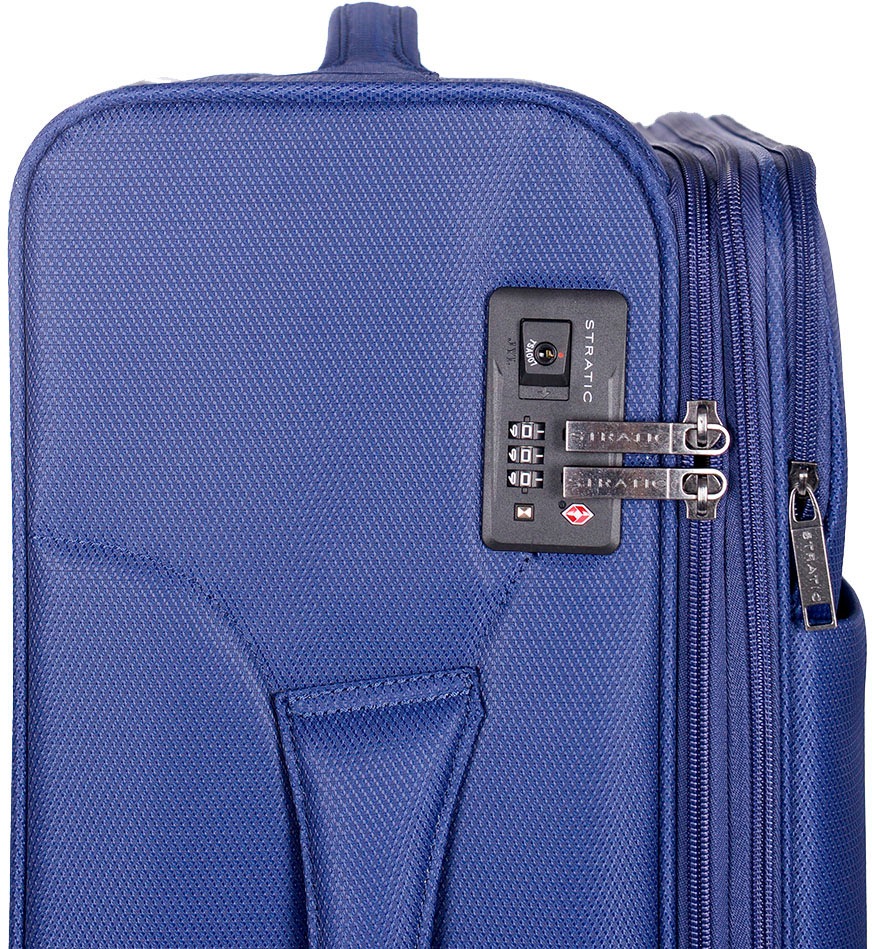 Stratic Weichgepäck-Trolley »Stratic Light + M, dark blue«, 4 Rollen, Reisekoffer Reisegepäck Aufgabegepäck TSA-Zahlenschloss
