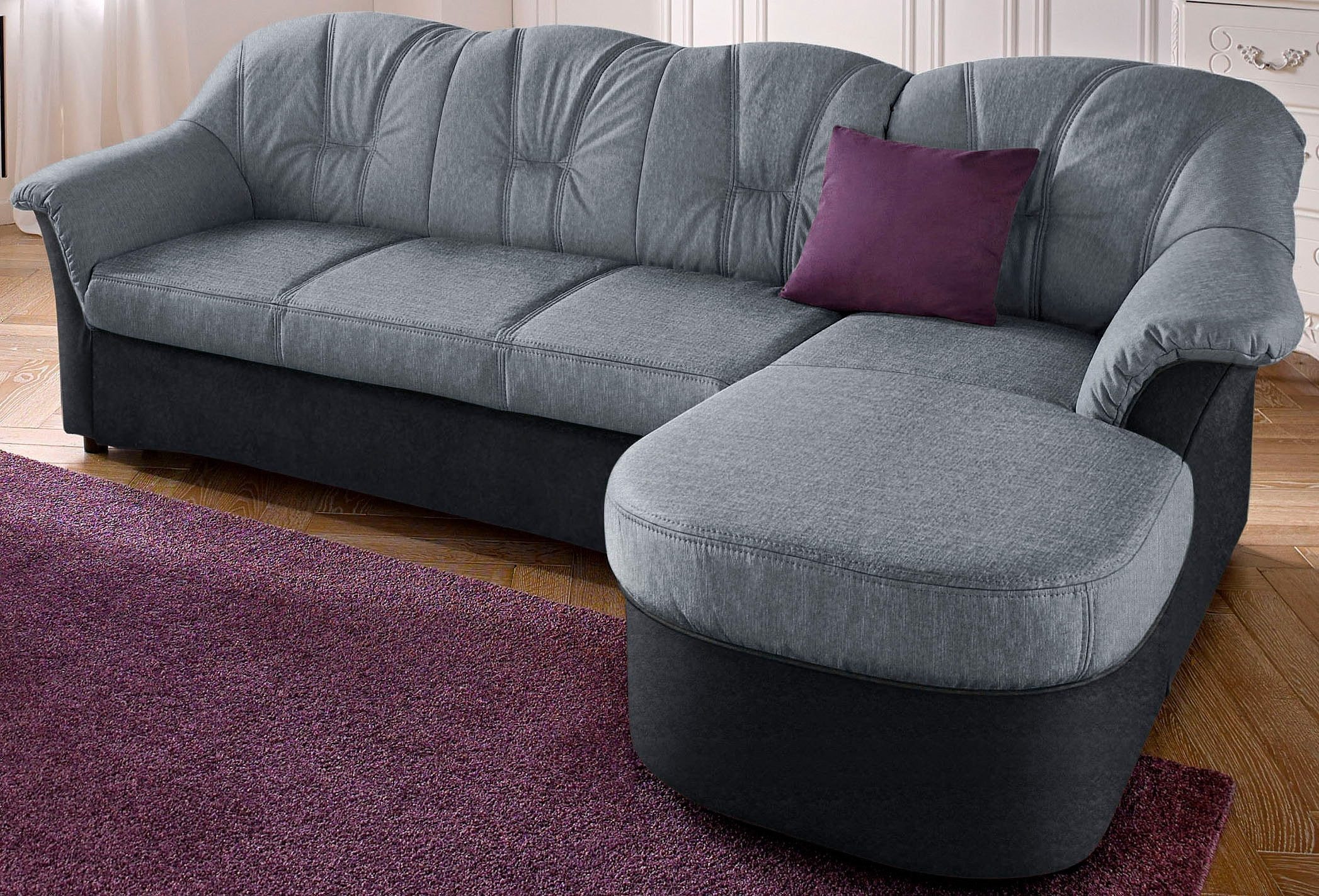 DOMO collection Ecksofa "FLORES Schlafsofa, 233x142x86 cm, L-Form" whlw. mit Bettfunktion, whlw. mit Federkern