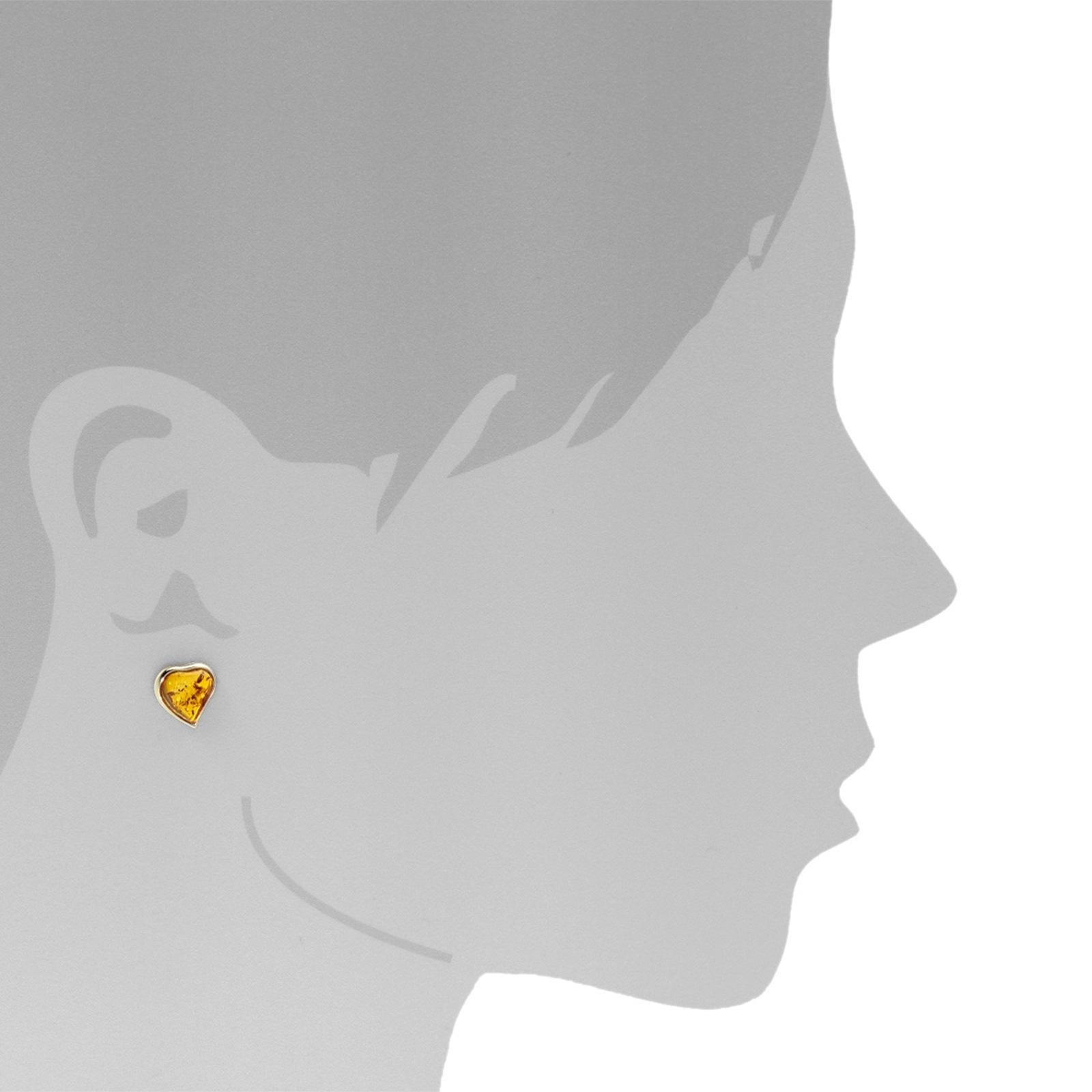 OSTSEE-SCHMUCK Paar Ohrstecker »- Herz - Gold 333/000 - Bernstein«