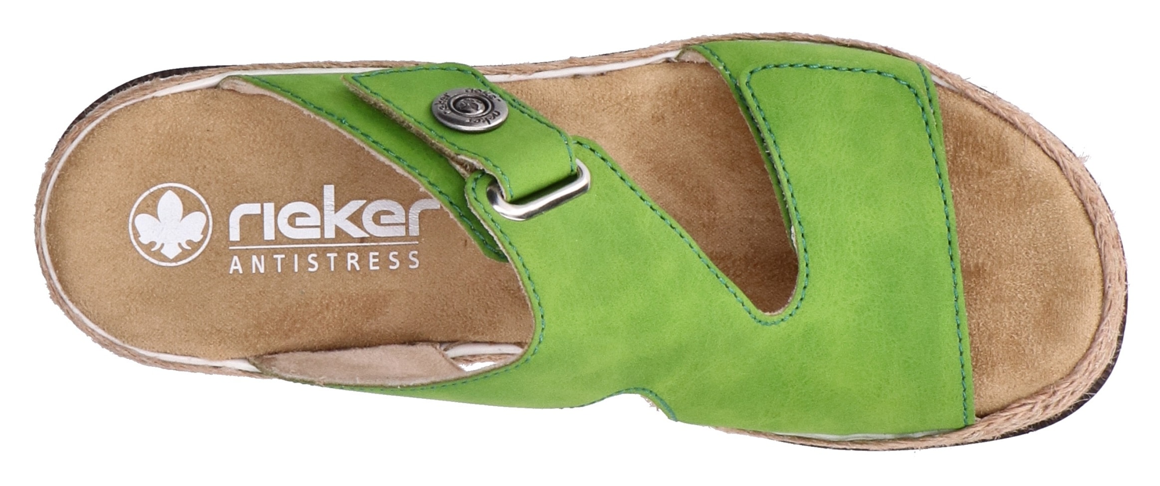 Rieker Pantolette, Sommerschuh, Strandschuh, Hausschuh mit trendigem Keilabsatz