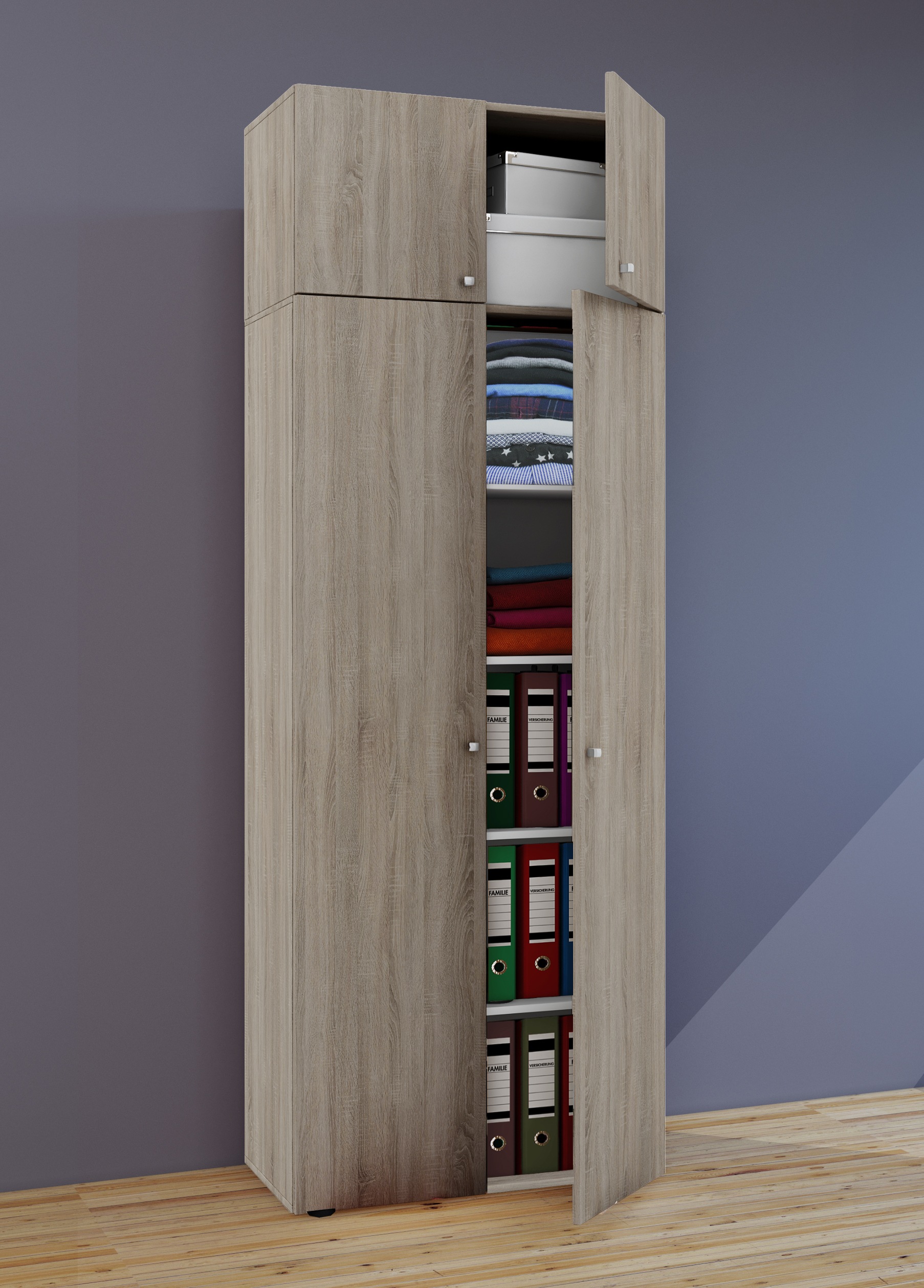 VCM Kleiderschrank »VCM Holz Kleiderschrank | Schrank mit 6 Fächern und Drehtüren | erweiterbar | Maße ca B. 70 x H. 218 x T. 40 cm - Vandol«, (1 St.)