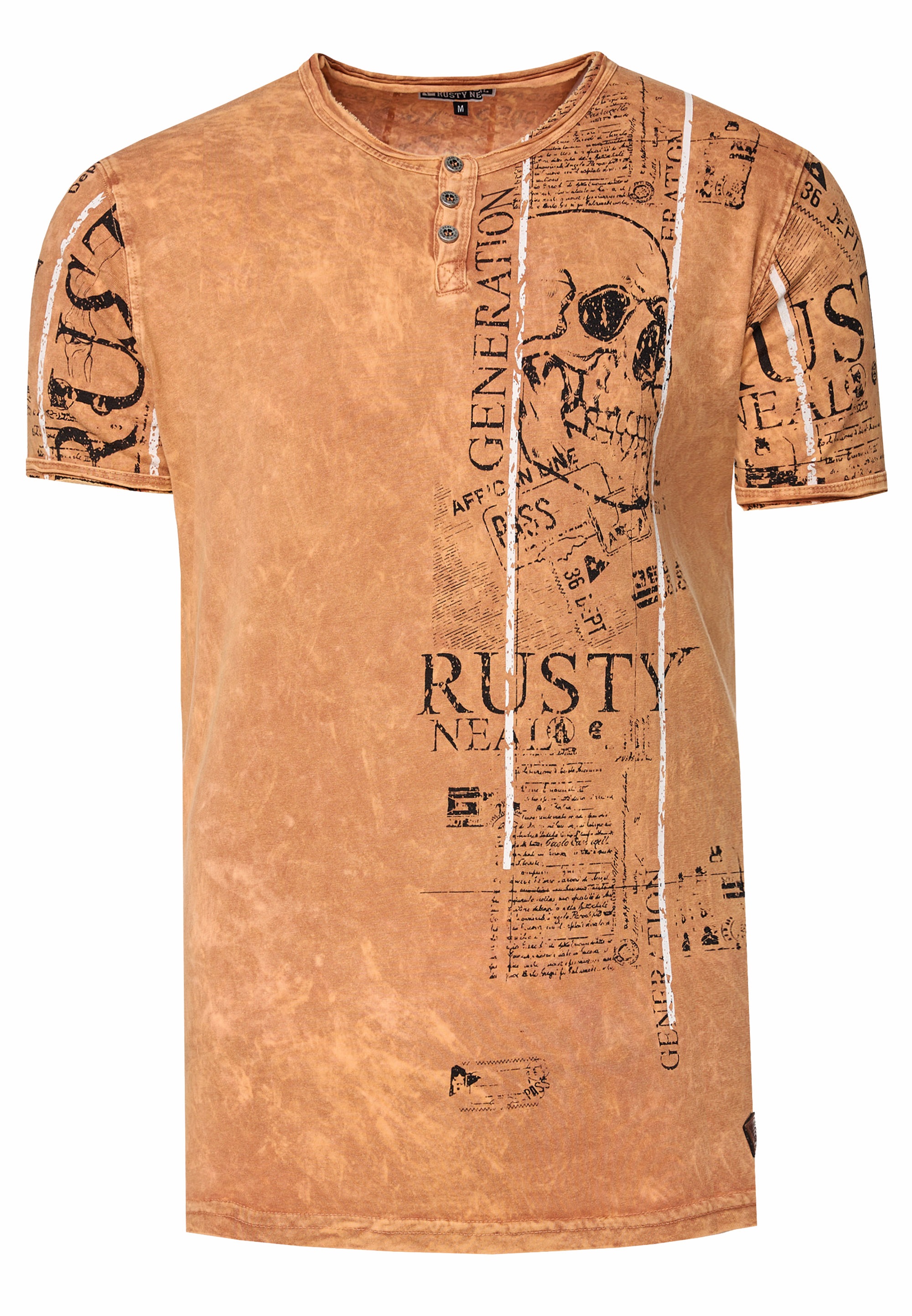 Rusty Neal T-Shirt, im Used-Look mit Allover-Print